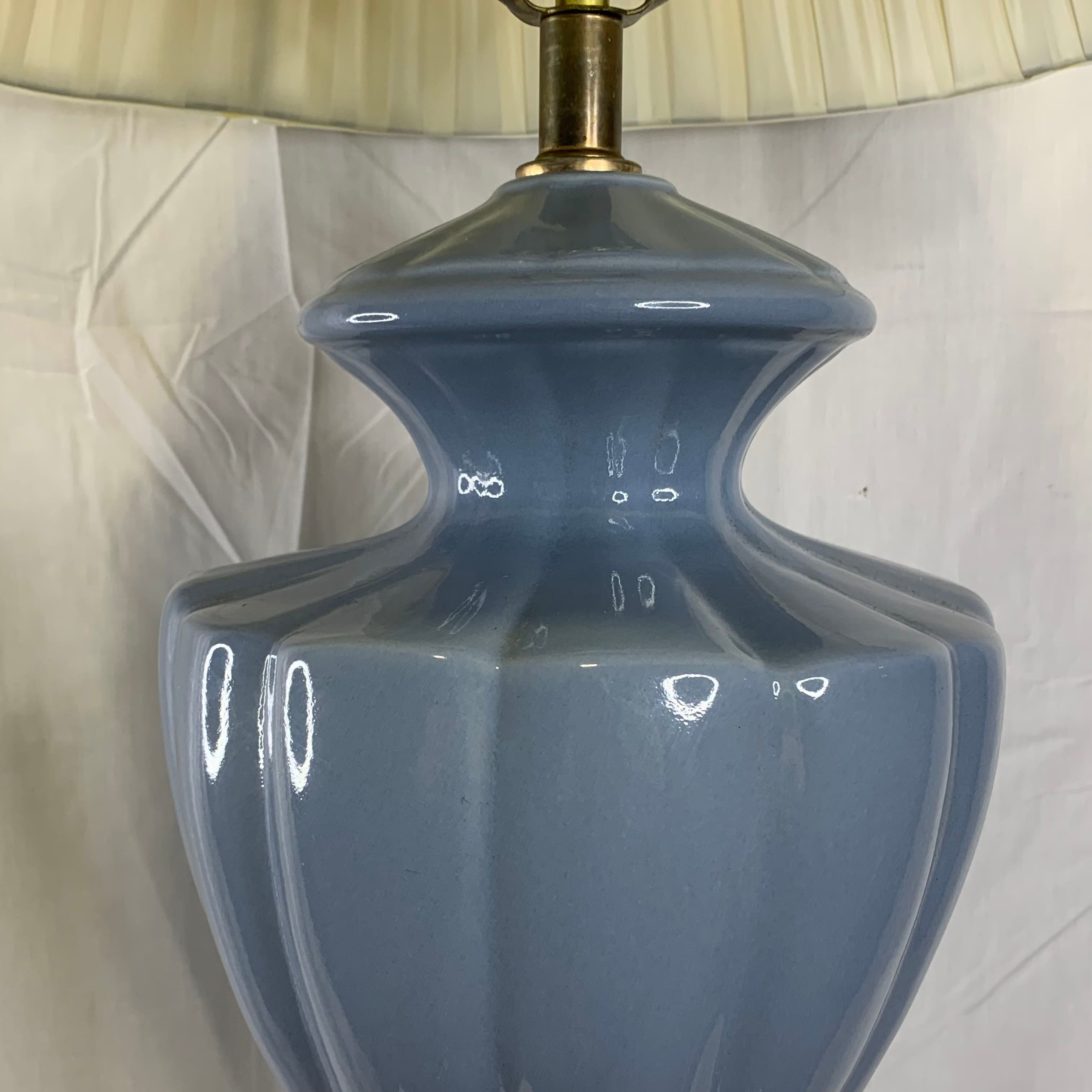 18" Diameter x 34" Pale Blue Scalloped Ginger Jar Ceramic Table Lamp