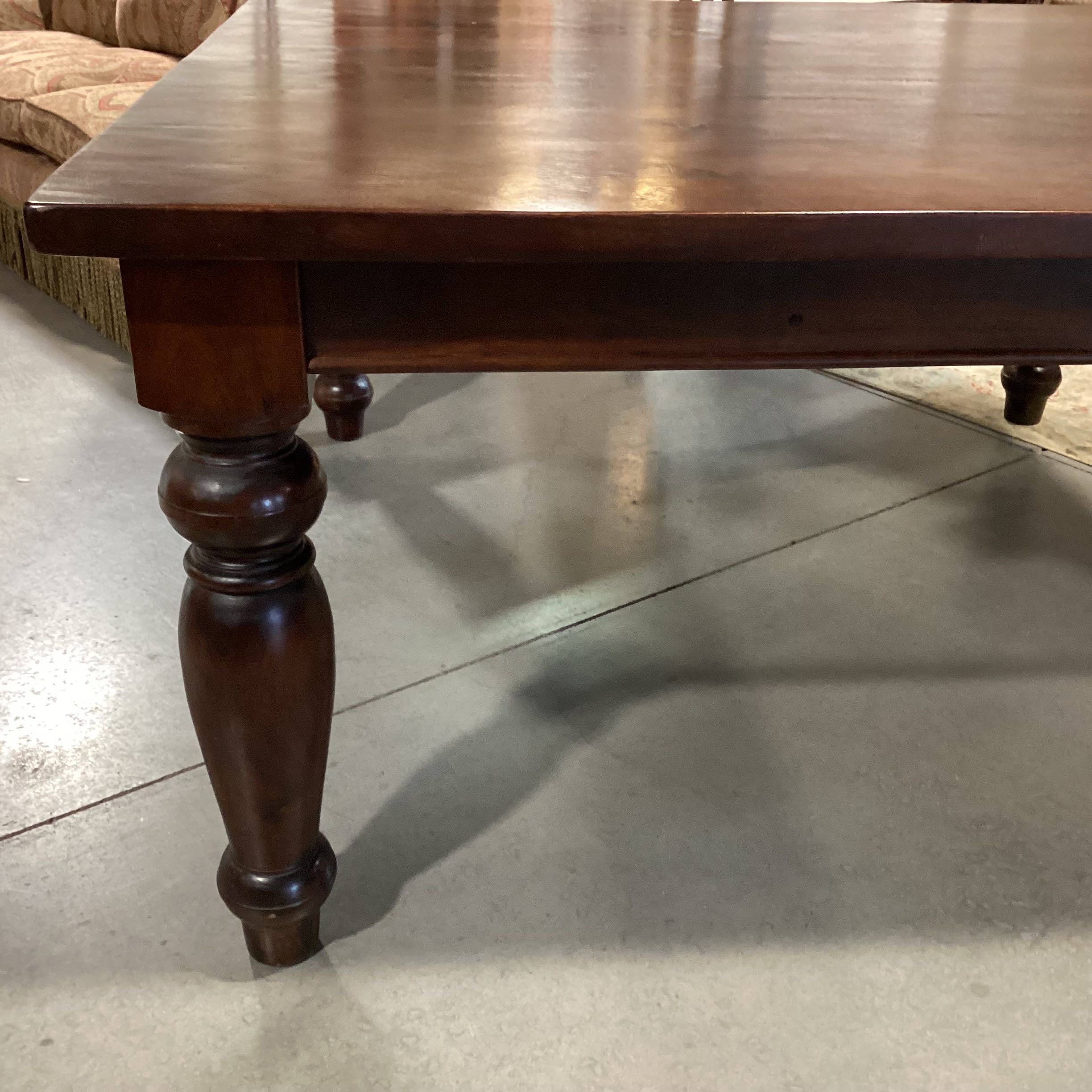 Square Dark Finish Carved Legs Solid Dining Table