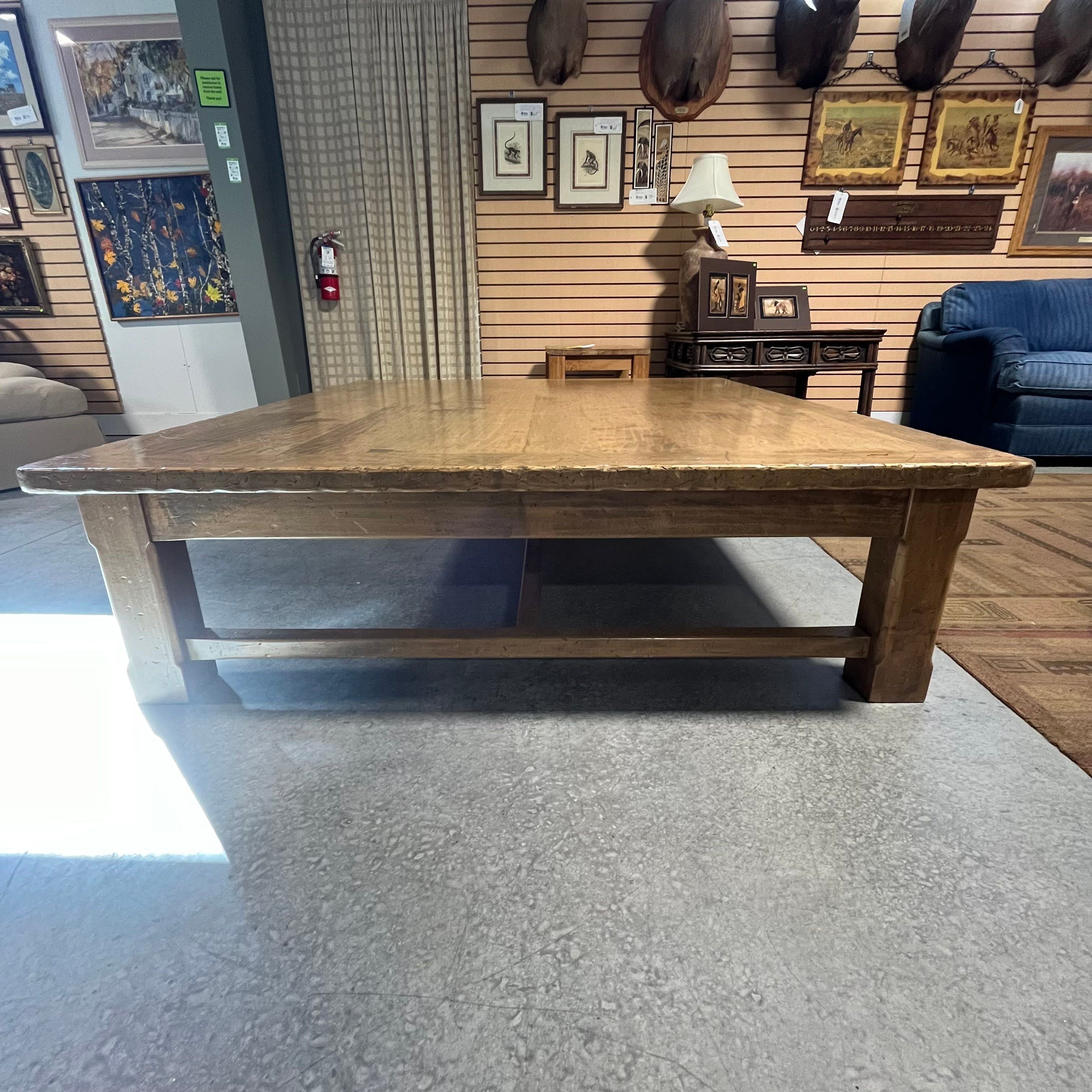 Solid Carved Wood Distressed and Finished Detail Coffee Table