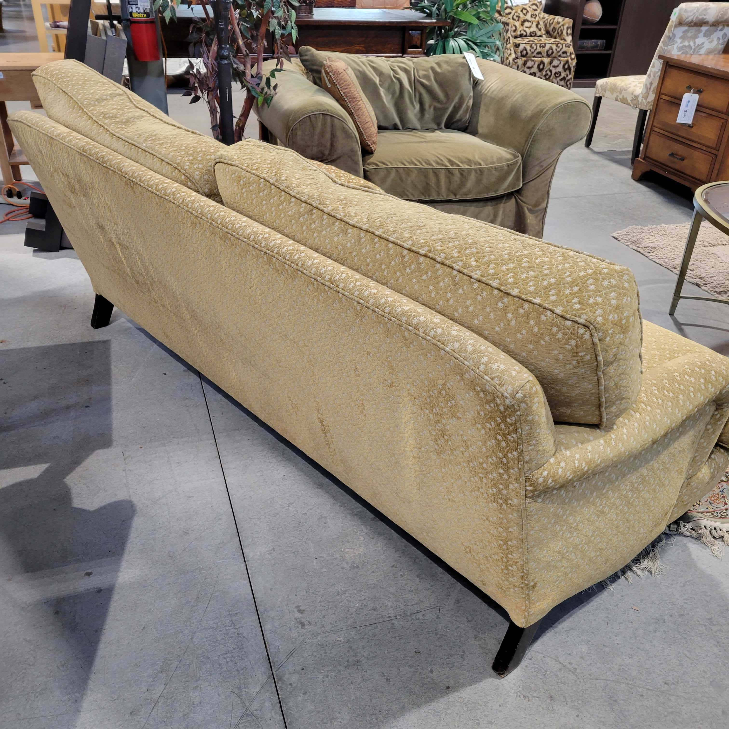 84"x 39"x 32" Cisco For Life Gold & Cream Design Woven Down Casters Sofa