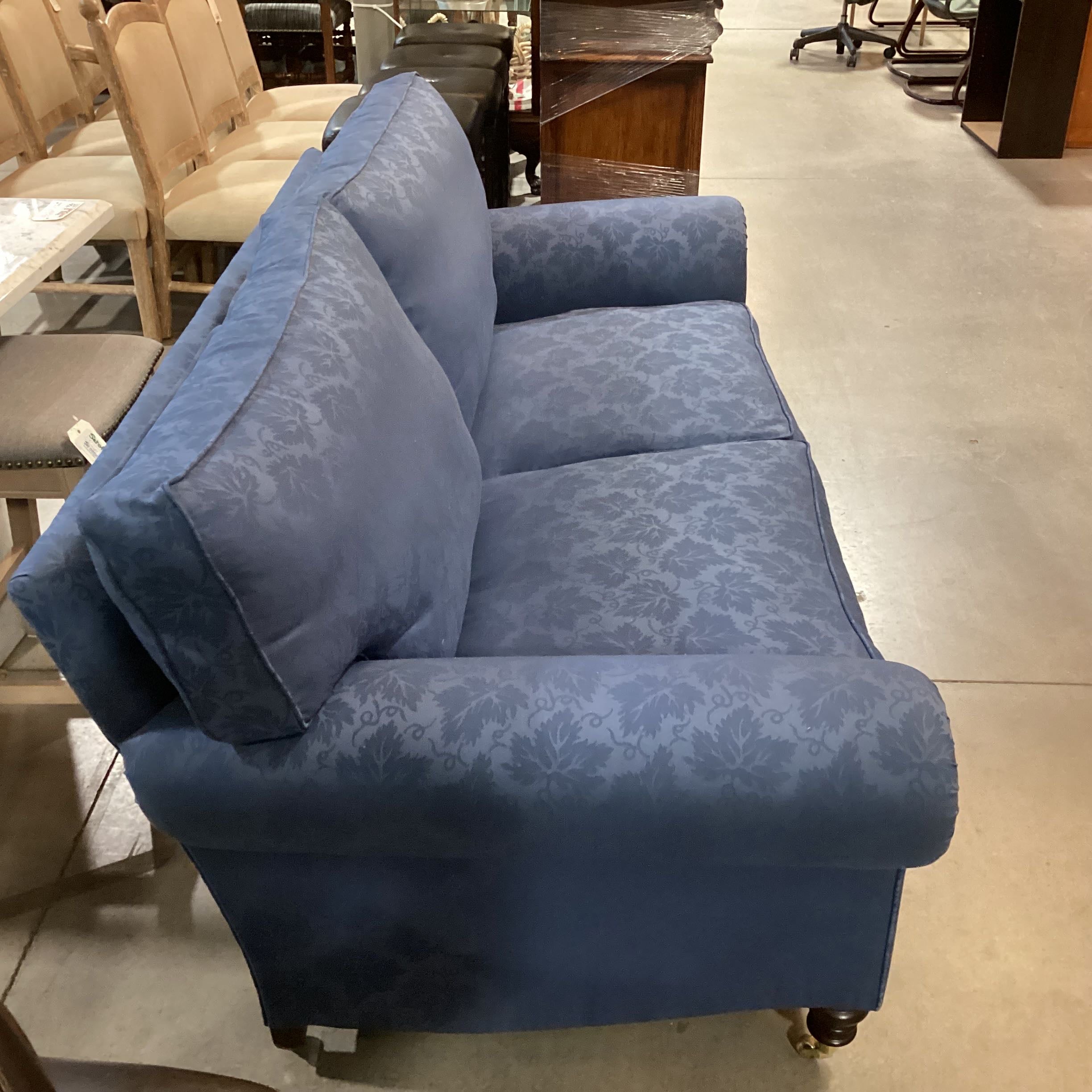 George Smith Ltd Custom Blue Leaf Linen Down Sofa