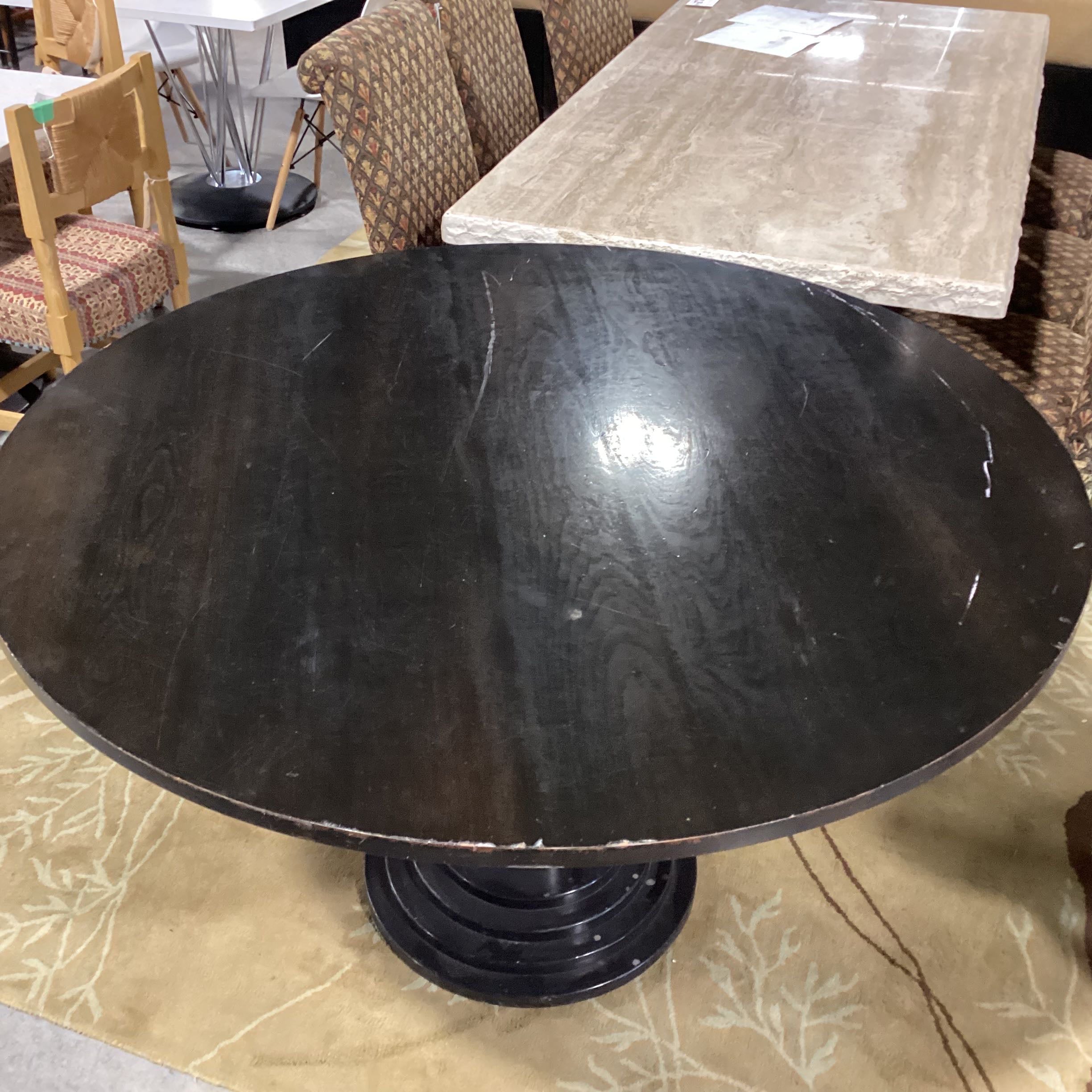 Foliot Solid Wood Black Pedestal Dining Table