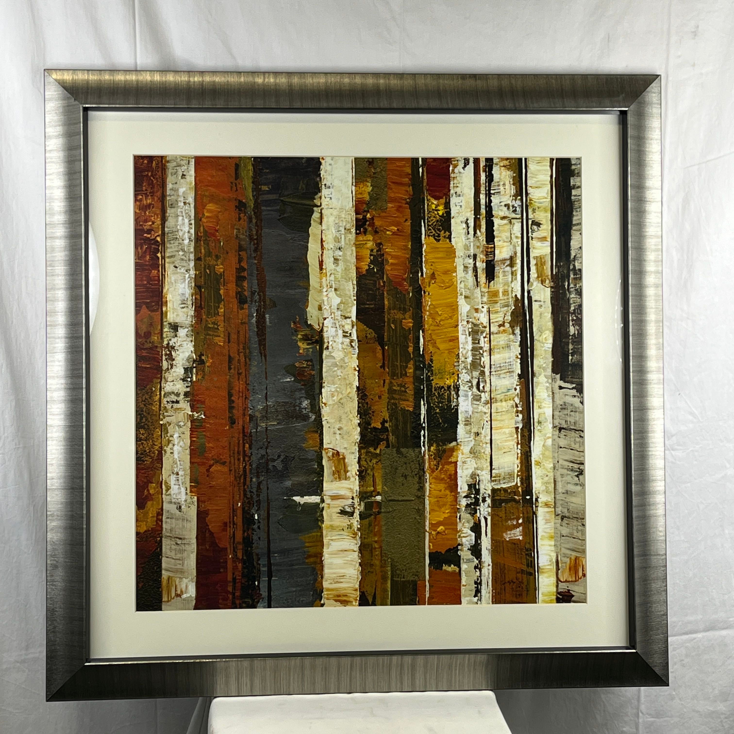 Red Amber I by Carmen Dolce Fall Colored Birch Trees Double Matted Silver Framed Print Wall Art