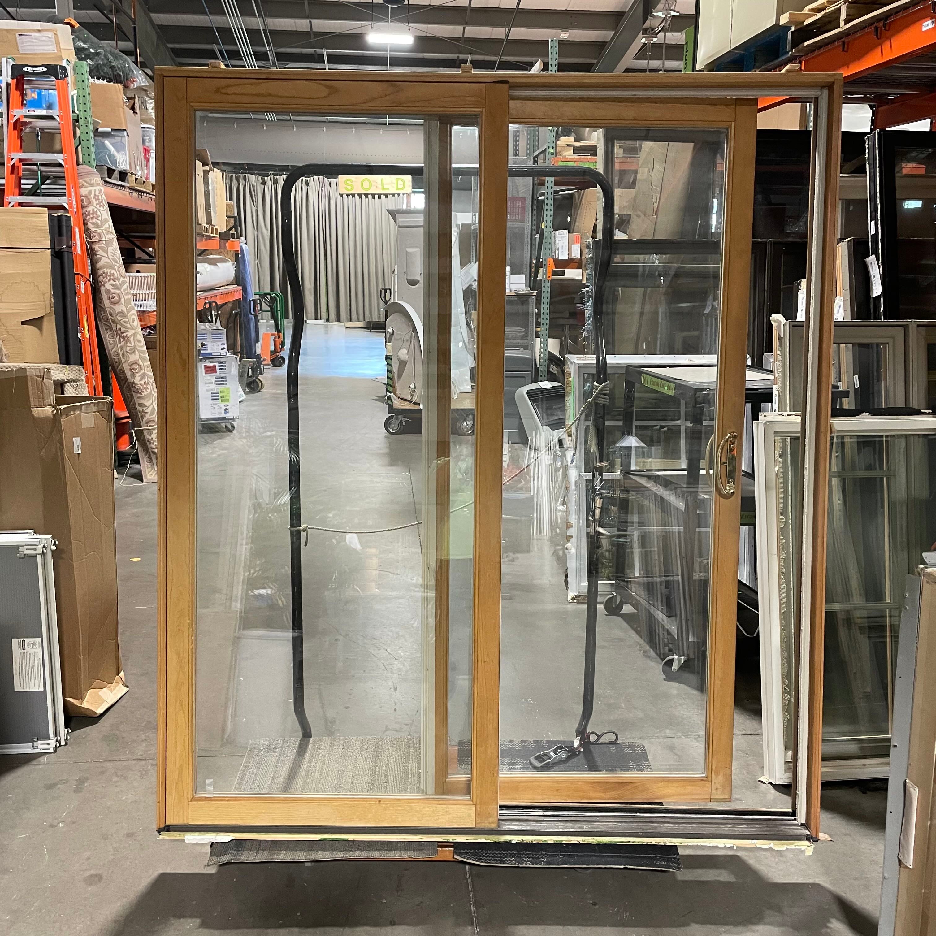 71.5"x 79"x 1.75" Natural Finish Solid Wood Exterior French Doors