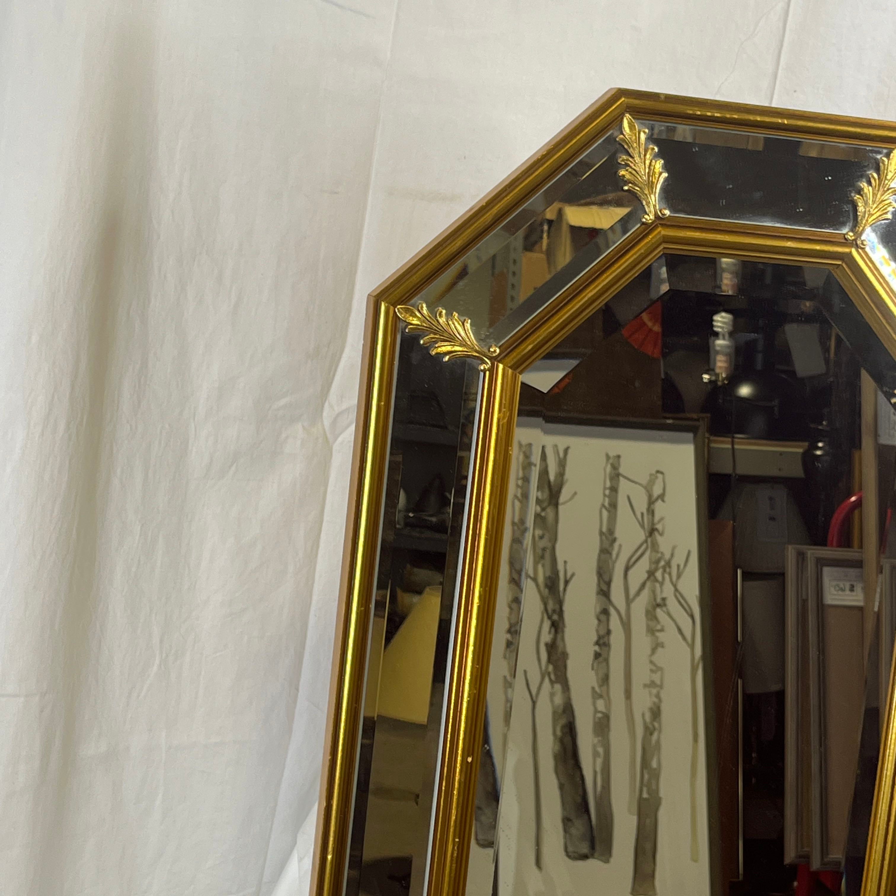 Vintage Italian Gilt Wood Beveled Glass Mirror