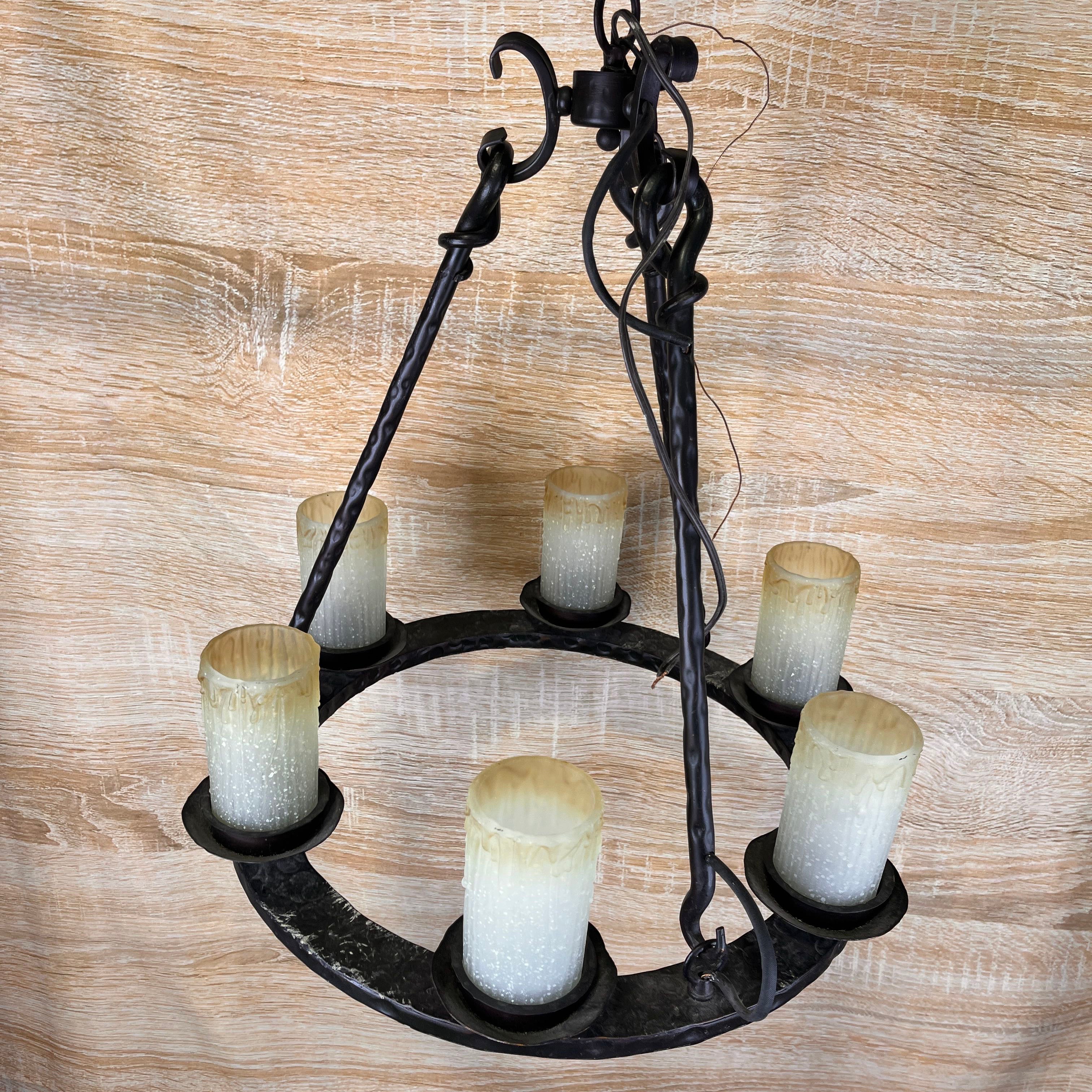 Rowan 6-Light Oil Rubbed Bronze and Glass Candle Style Chandelier