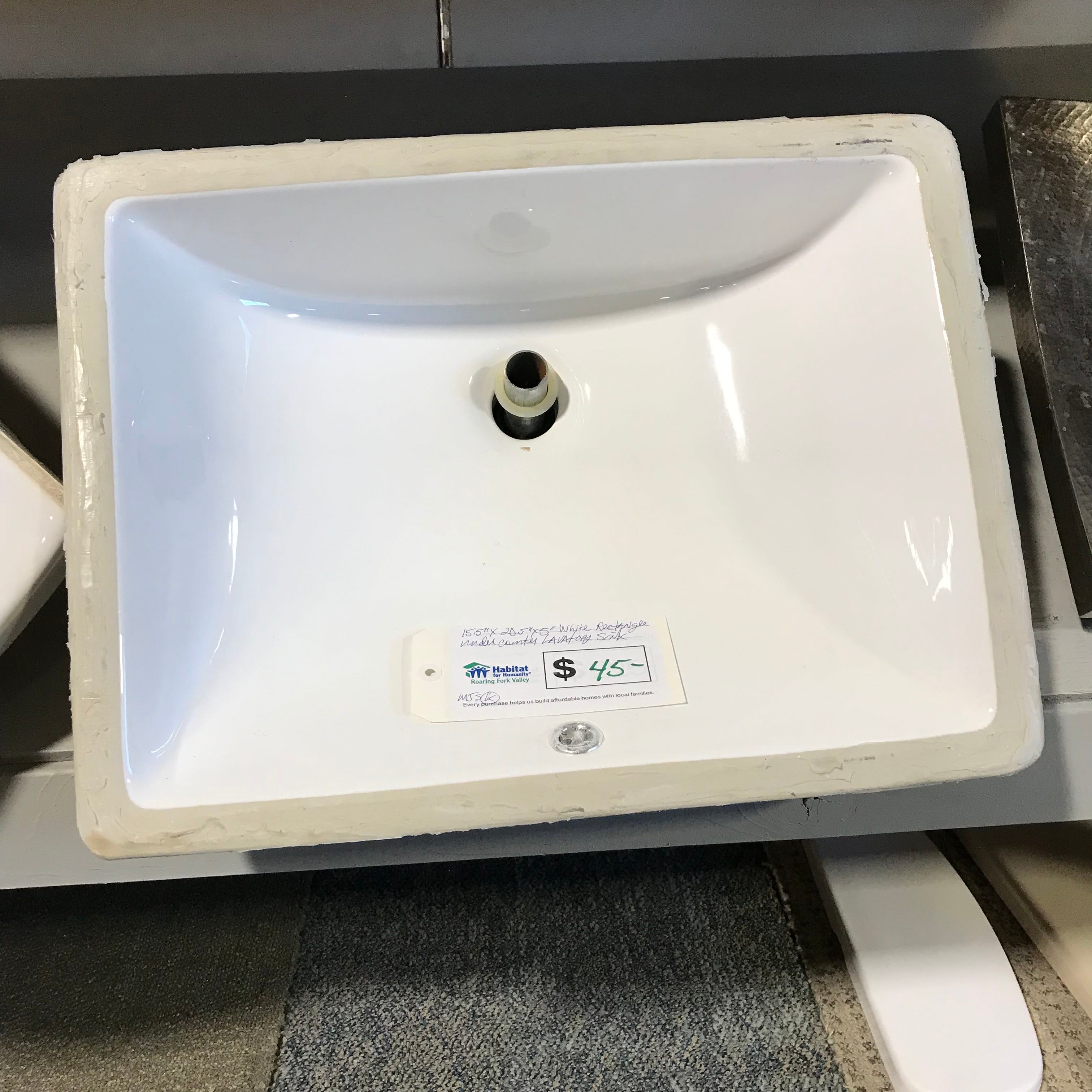 White Rectangle Under Counter Lavatory SInk