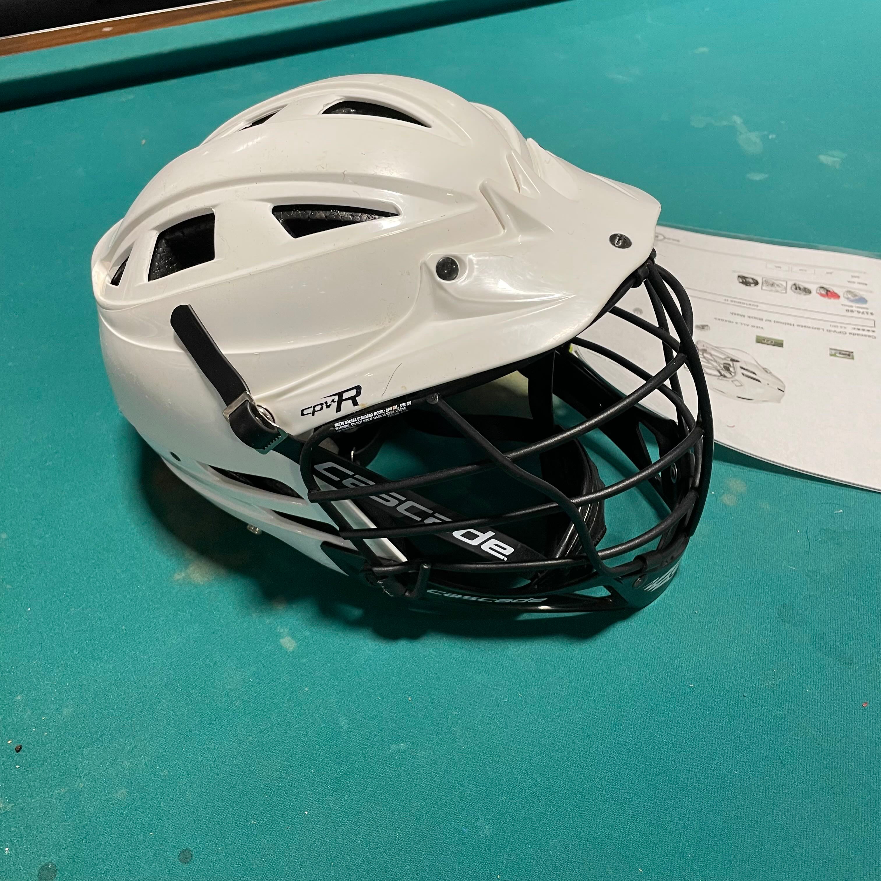 Cascade CPV-R White with Black Faceguard Lacrosse Helmet