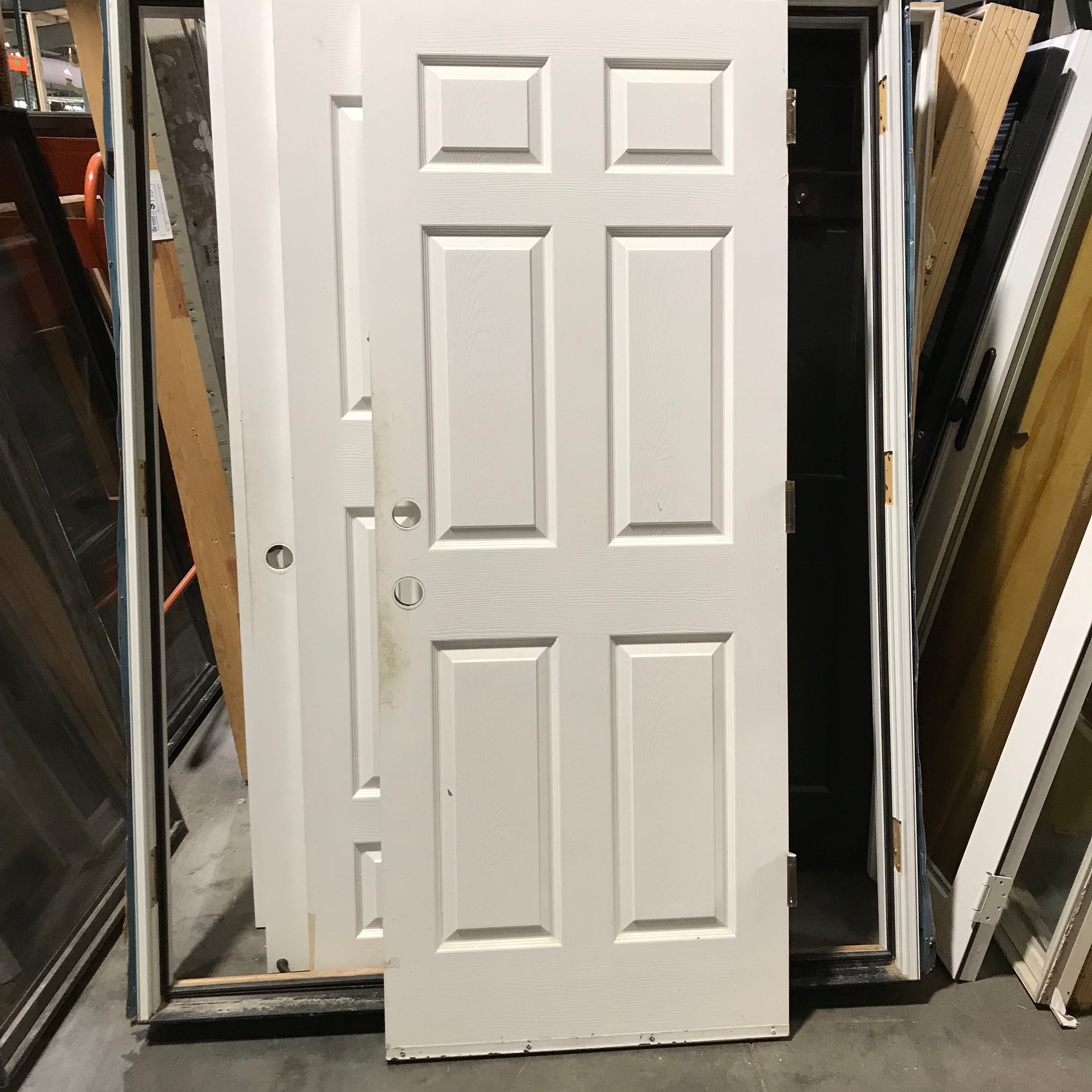 31.75"x 80"x 1.5" 6 Panel Painted White Solid 20 Minute Rated Fire Door