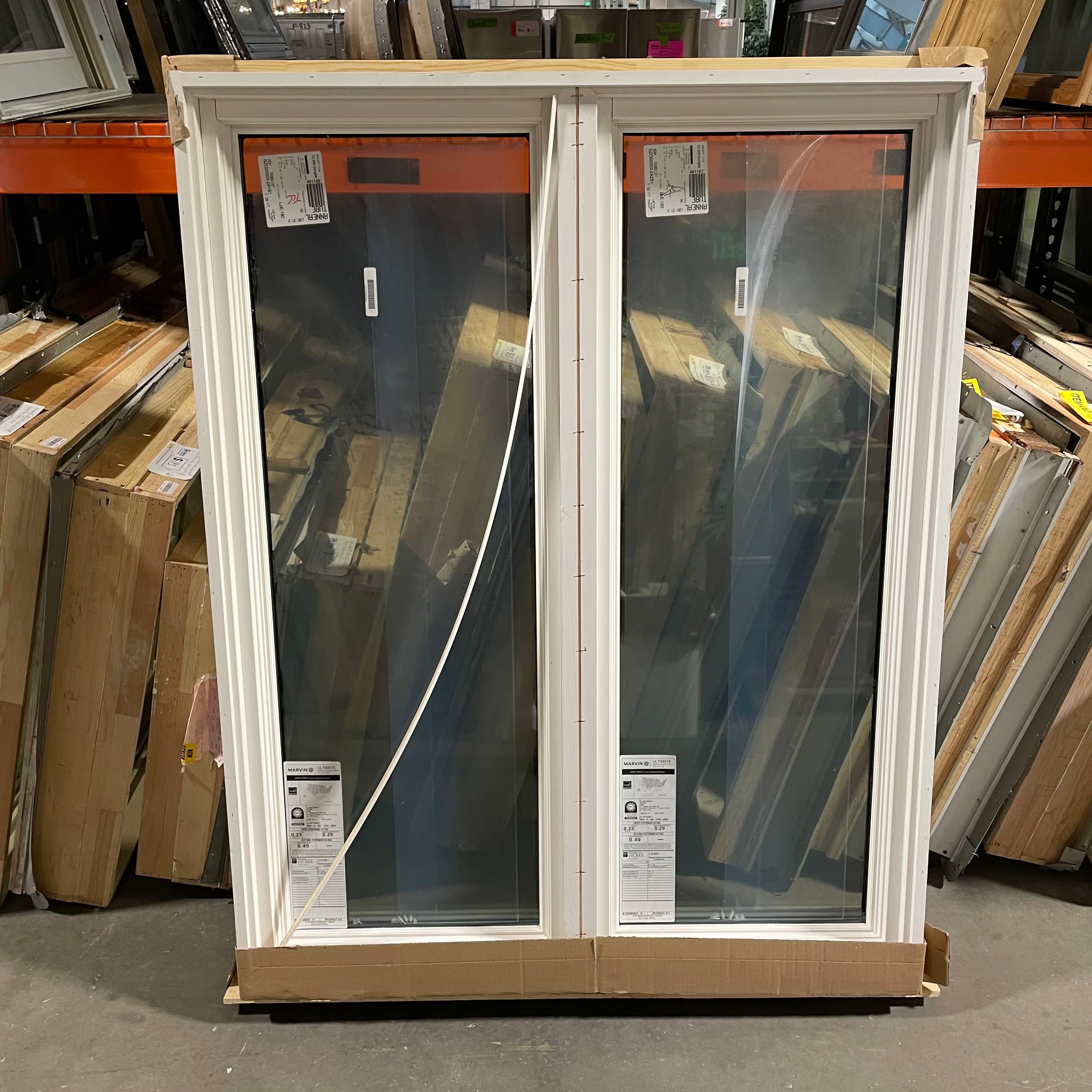 50.75"x 63.5"x 6.5" Primed Marvin Solid Pine Exterior Fixed Double Window