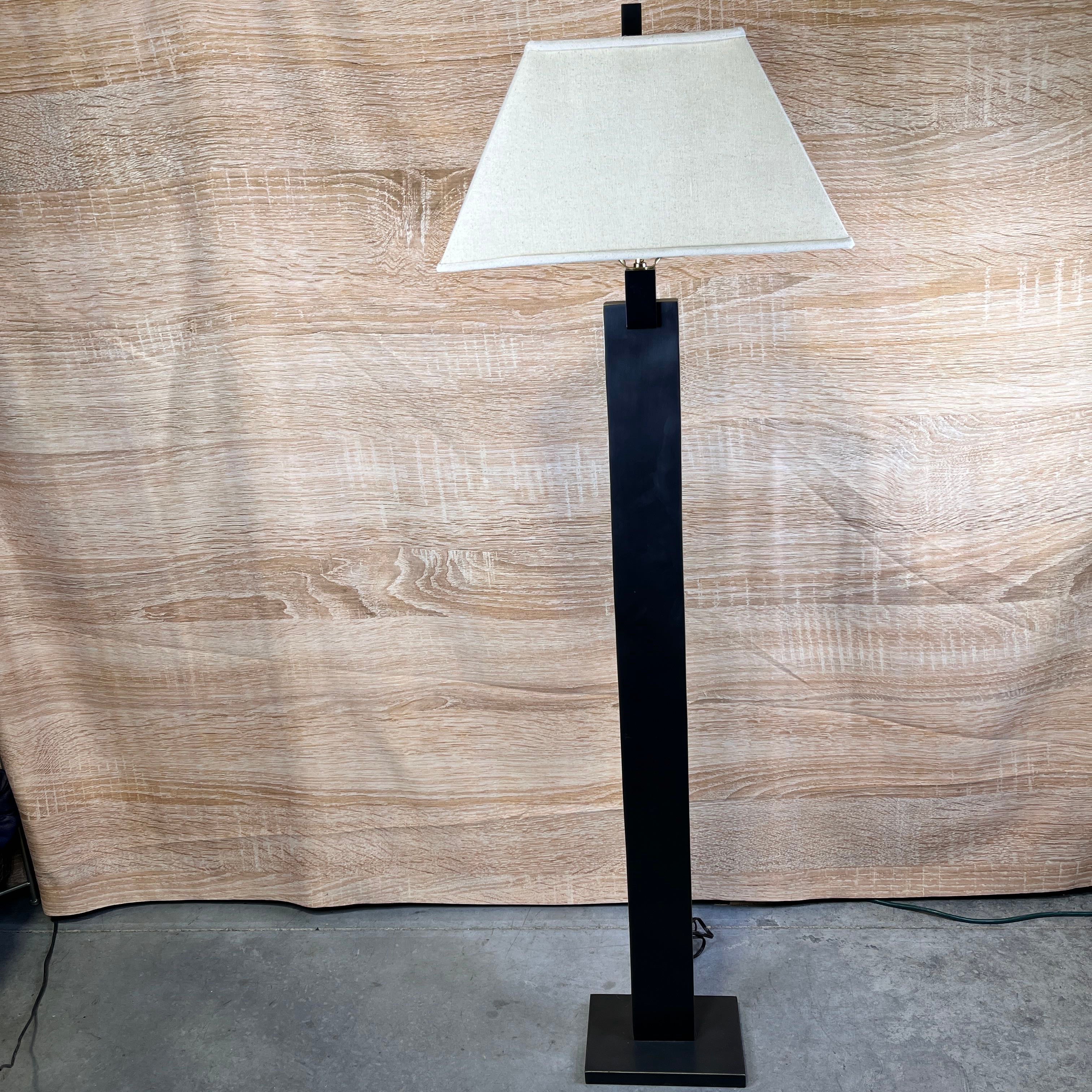 Sohneman Monolith Black with Gold Accent and Shade Floor Lamp