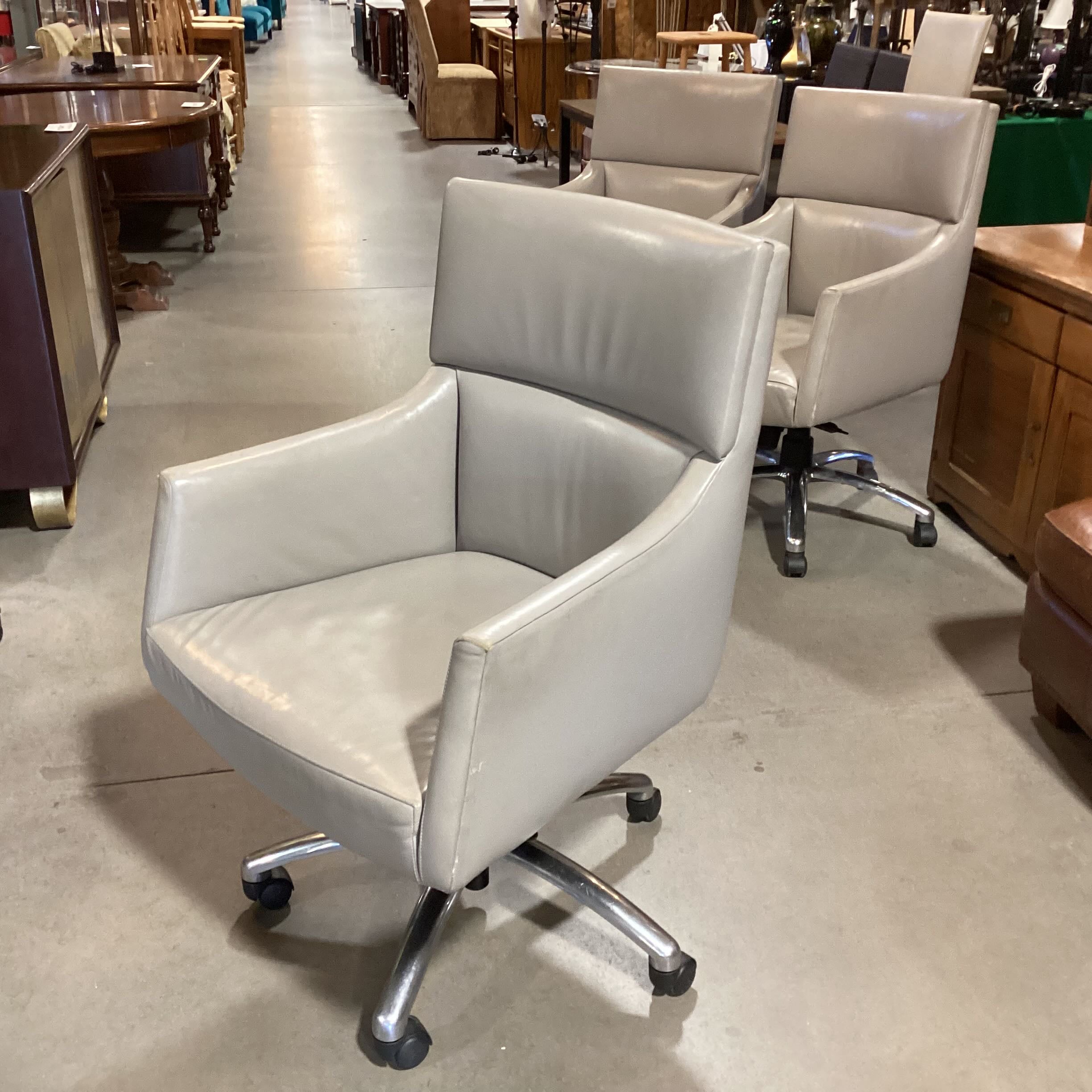 Cabot Wrenn Grey Leather and Chrome on Casters Office Chair