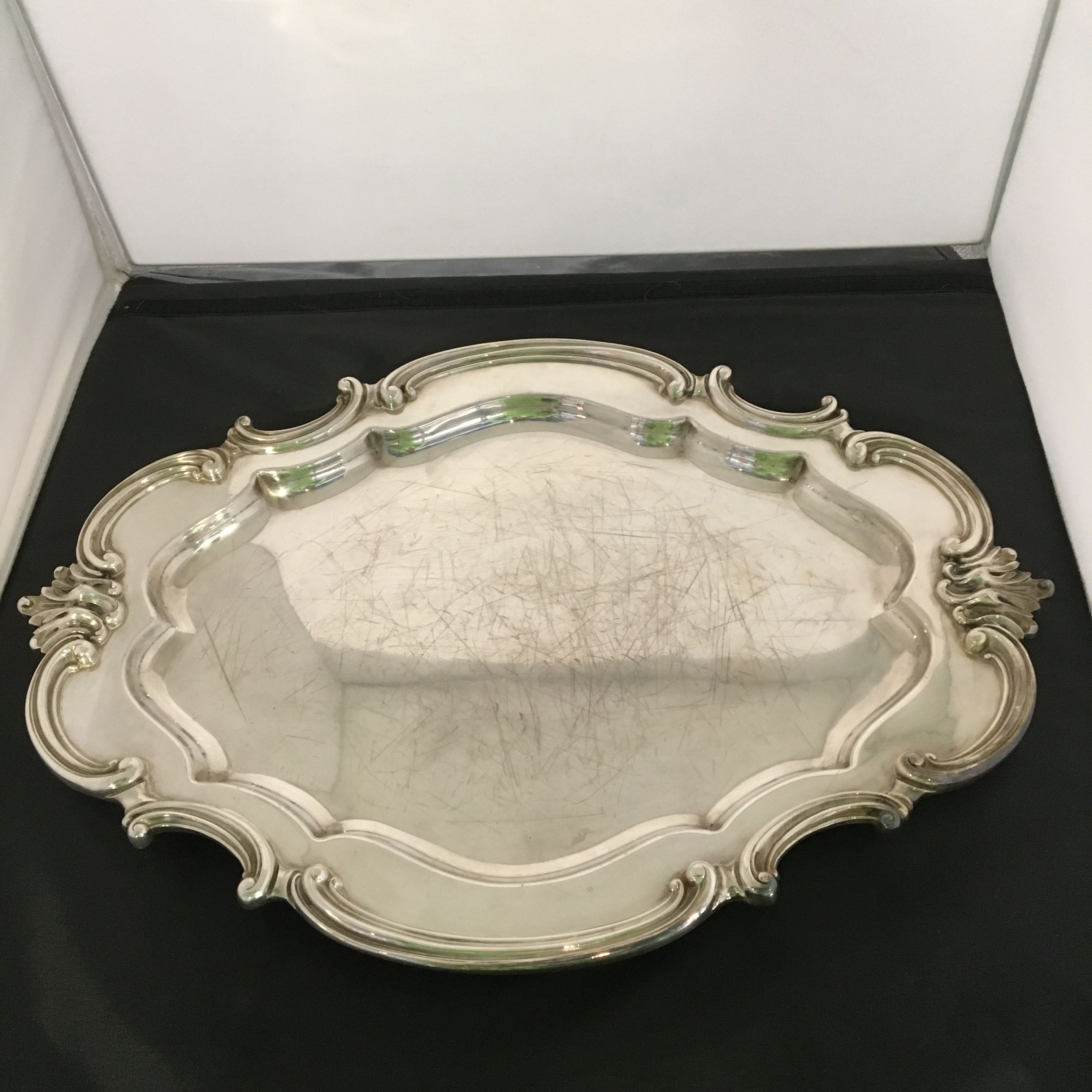 Reed & Barton #6700 22 Victorian Large Two Handle Silverplate Serving Tray