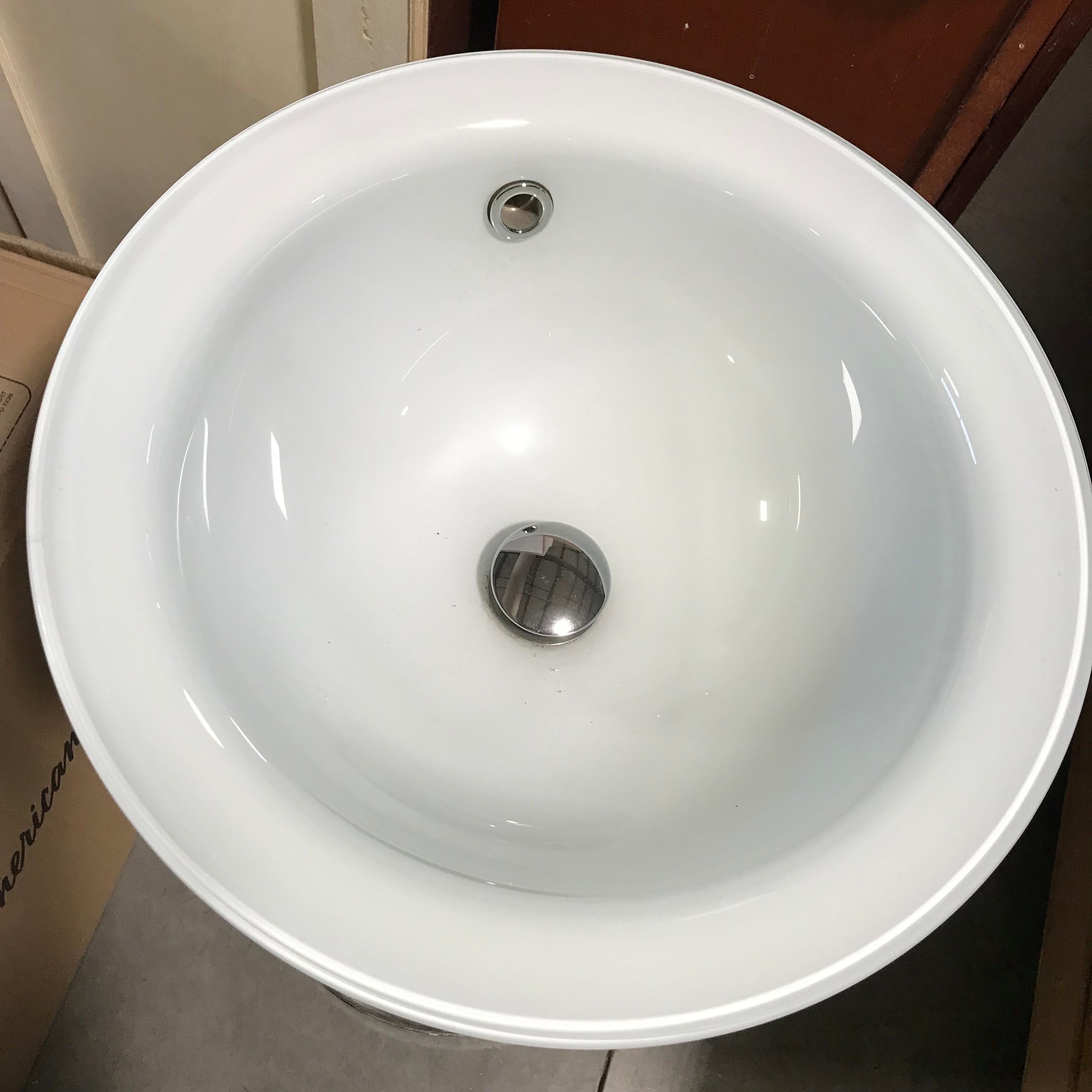 White Frosted Glass with Pedestal Lavatory Sink