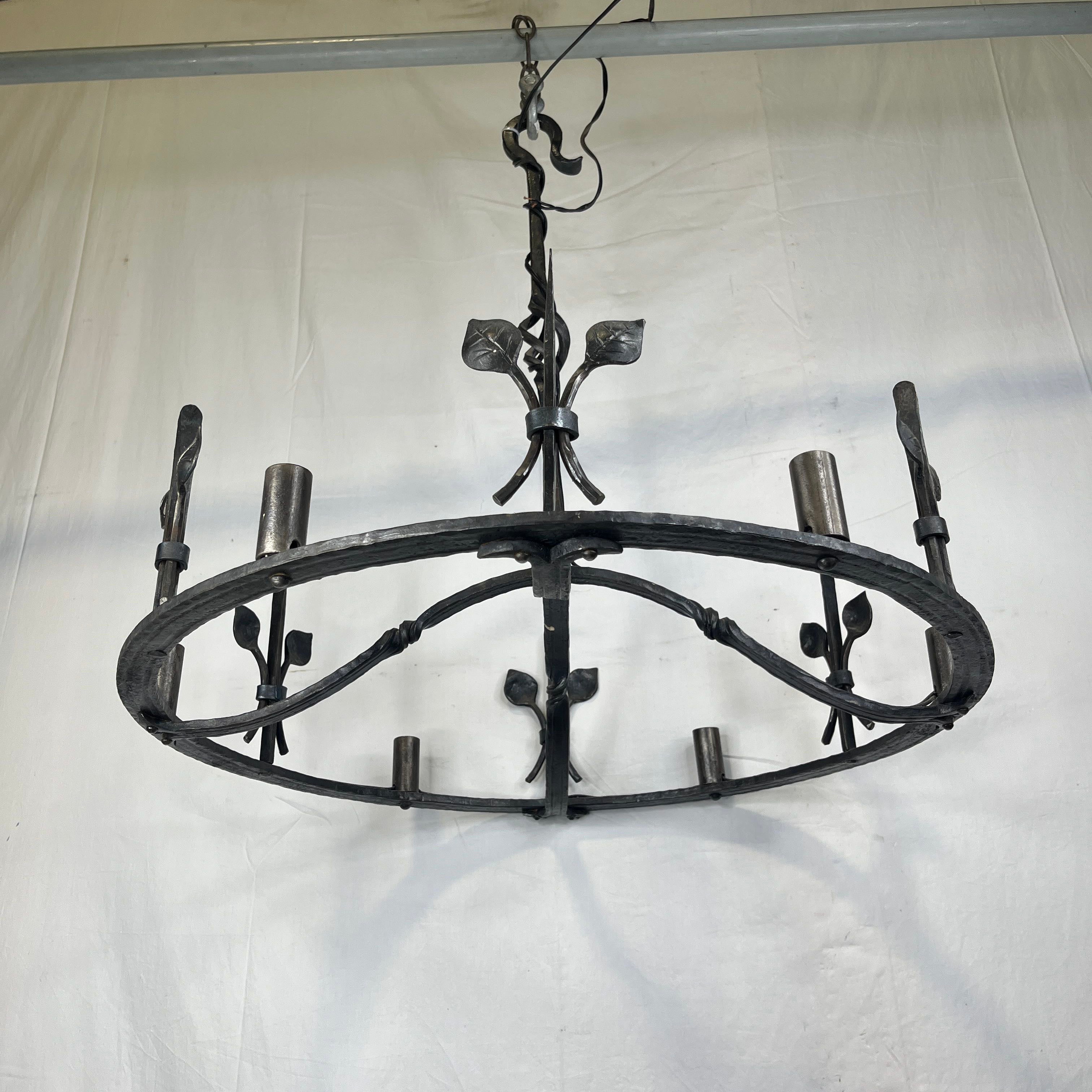 Rustic 6-Light Wrought Iron with Iron Vine Detailing Chandelier