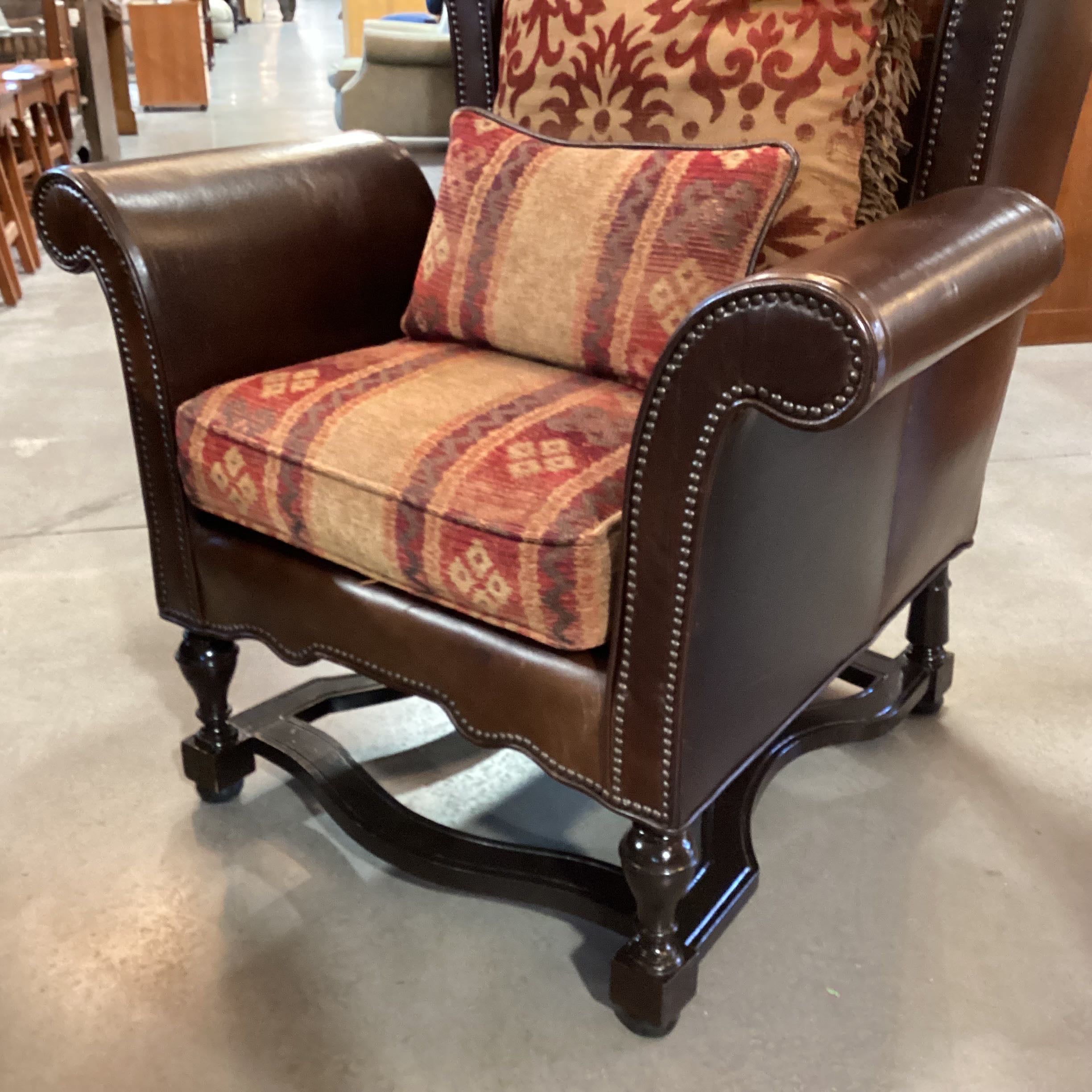 Old Hickory Tannery Leather Nailhead & Upholstery Custom Wing Chair