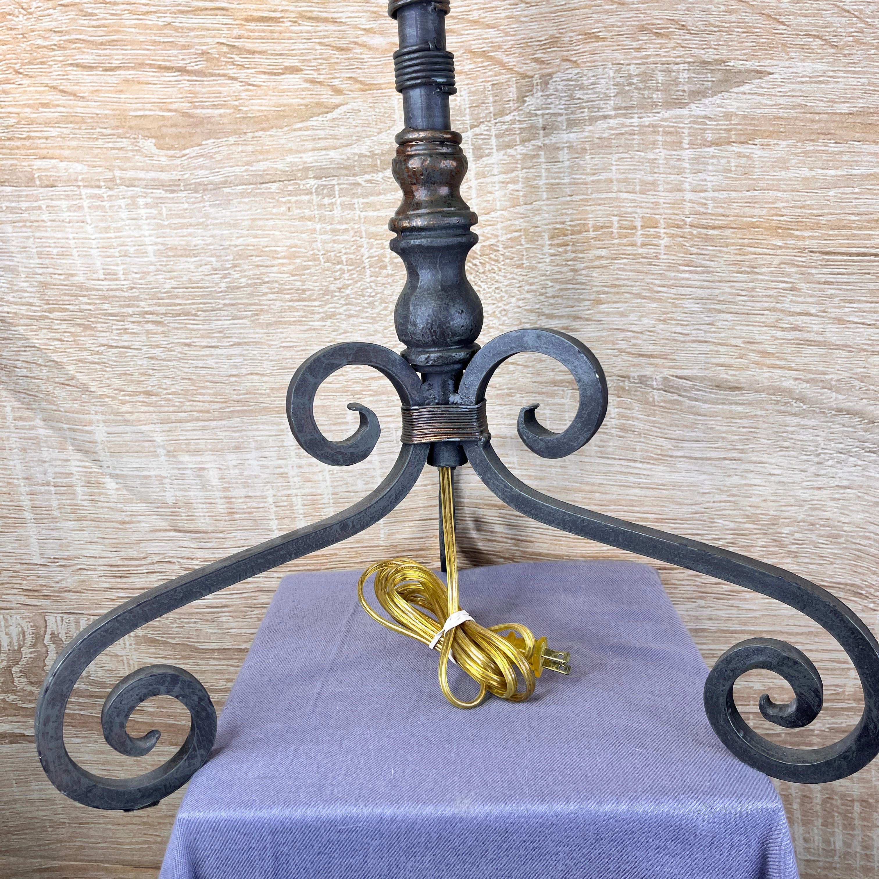 Italian 3-Leg Iron & Copper Table Lamp