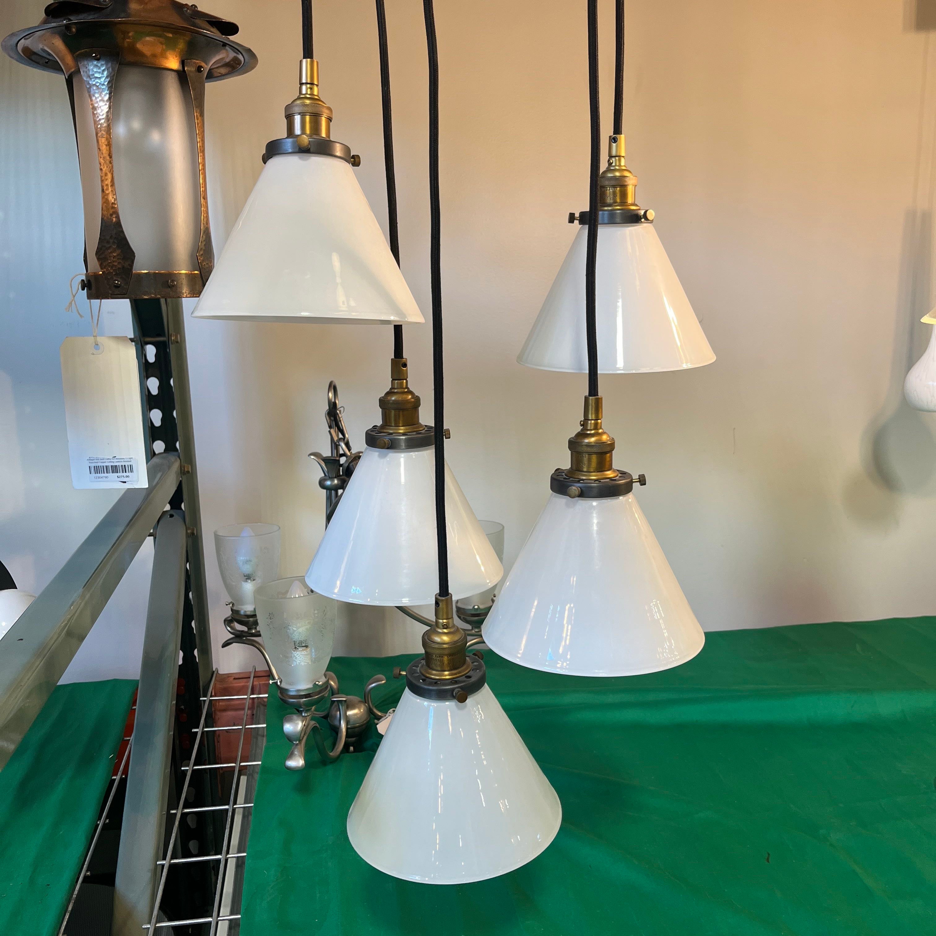 Visual comfort 5-Light Industrial Cluster with Glass Cone Shades Ceiling Pendant