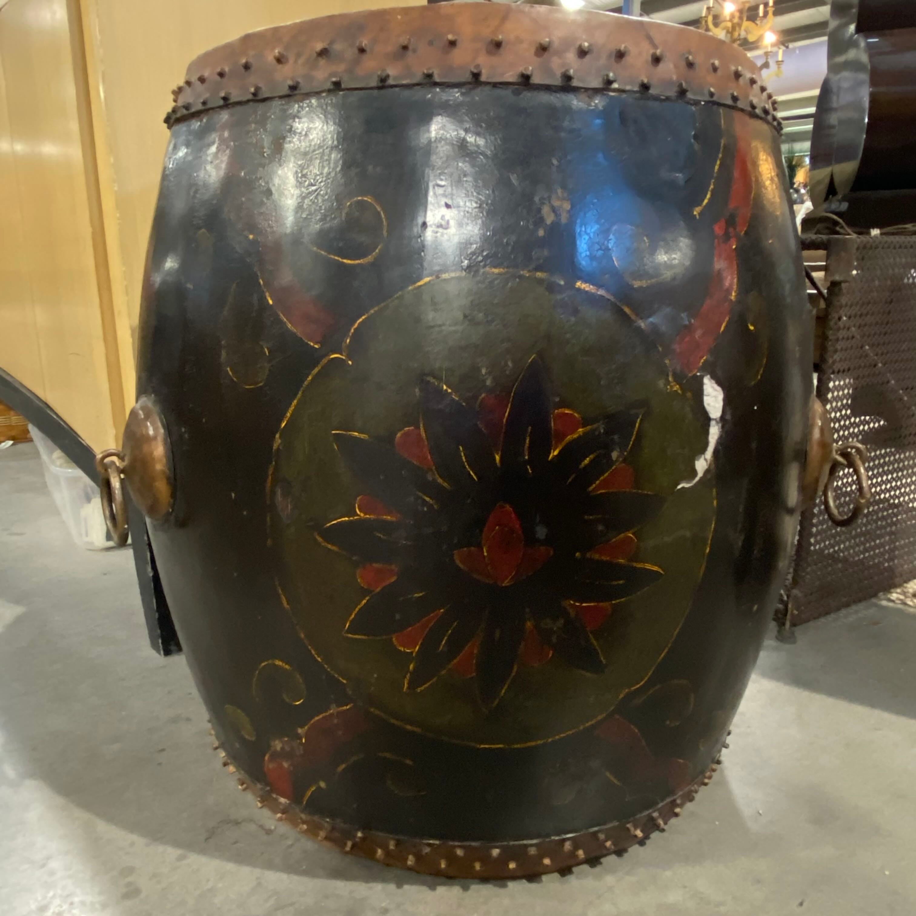 Antique Hand Painted Chinese Drum