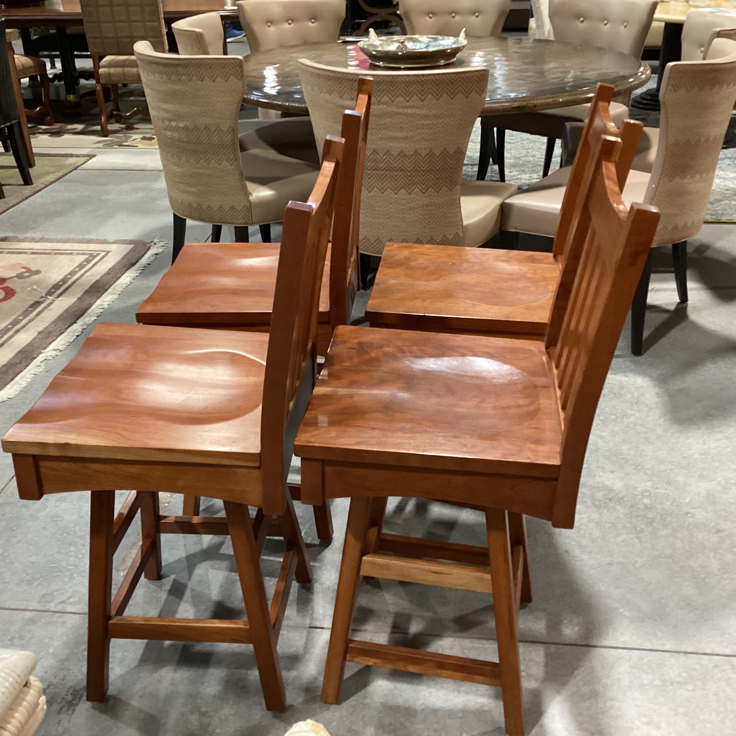 Set of 4 Hand Crafted Solid Cherry Swivel Barstools
