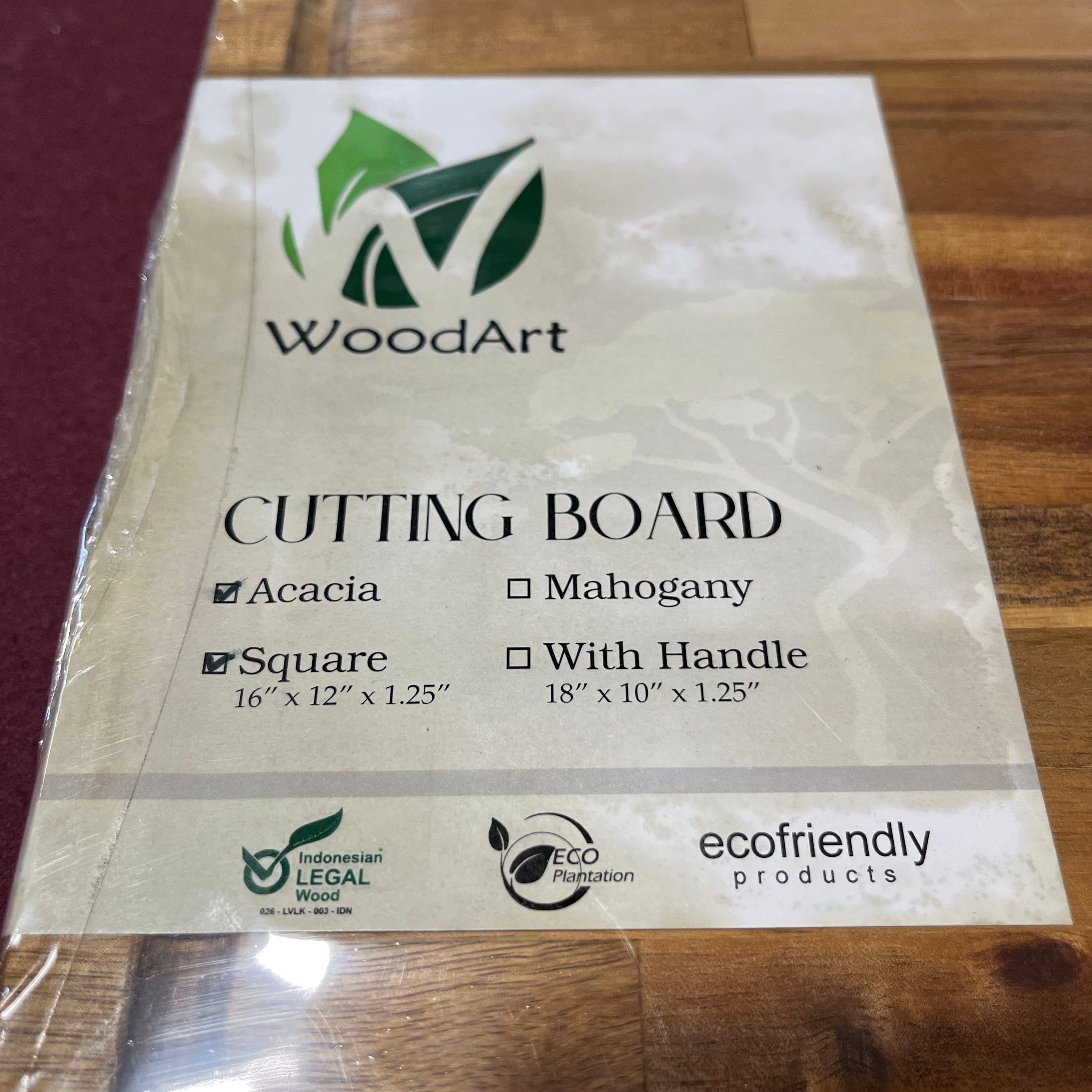 WoodArt Acacia Rectangle Cutting Board 16"x 12"x 1.25"