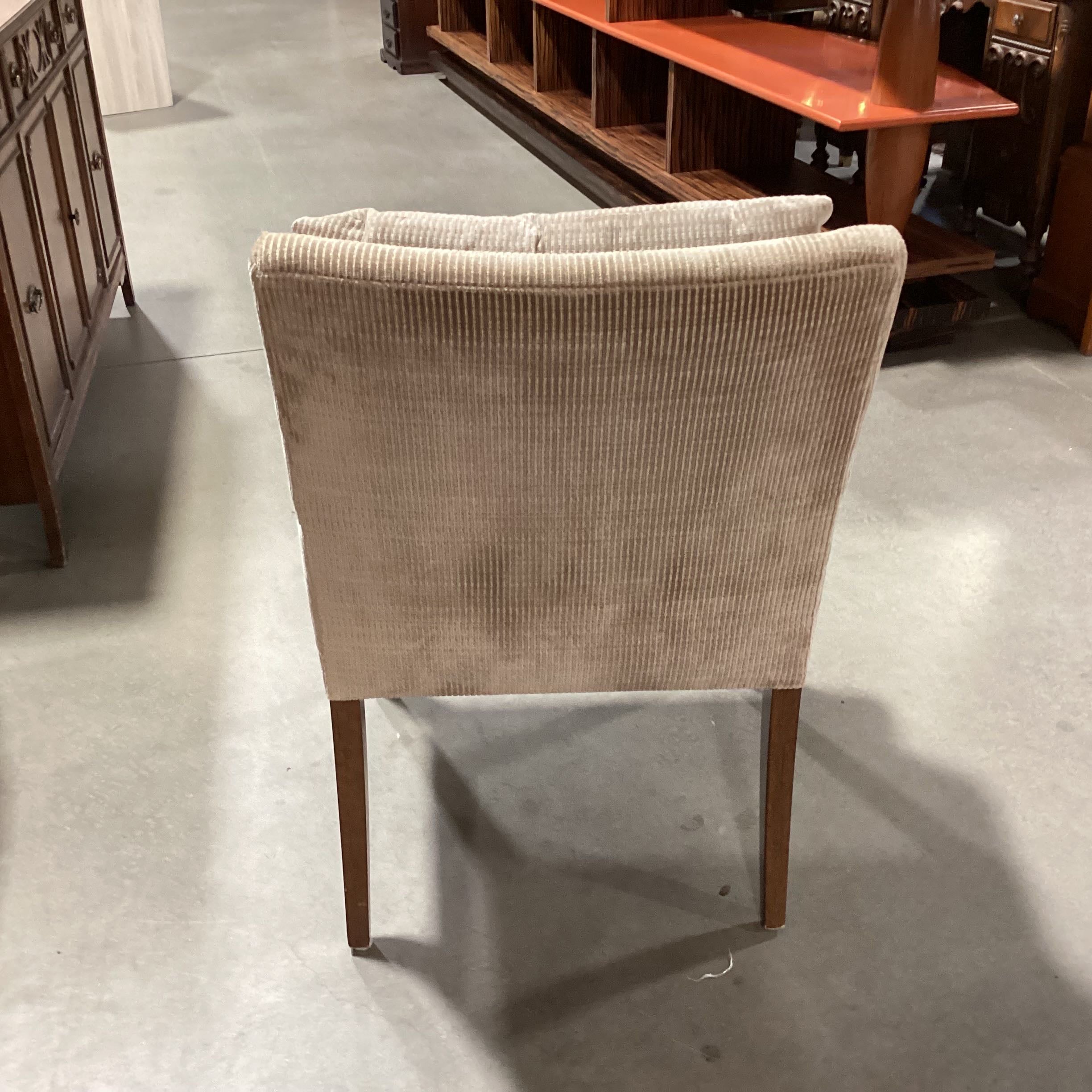 A. Rudin Beige Ribbed Chenille with Back Cushion Arm Chair