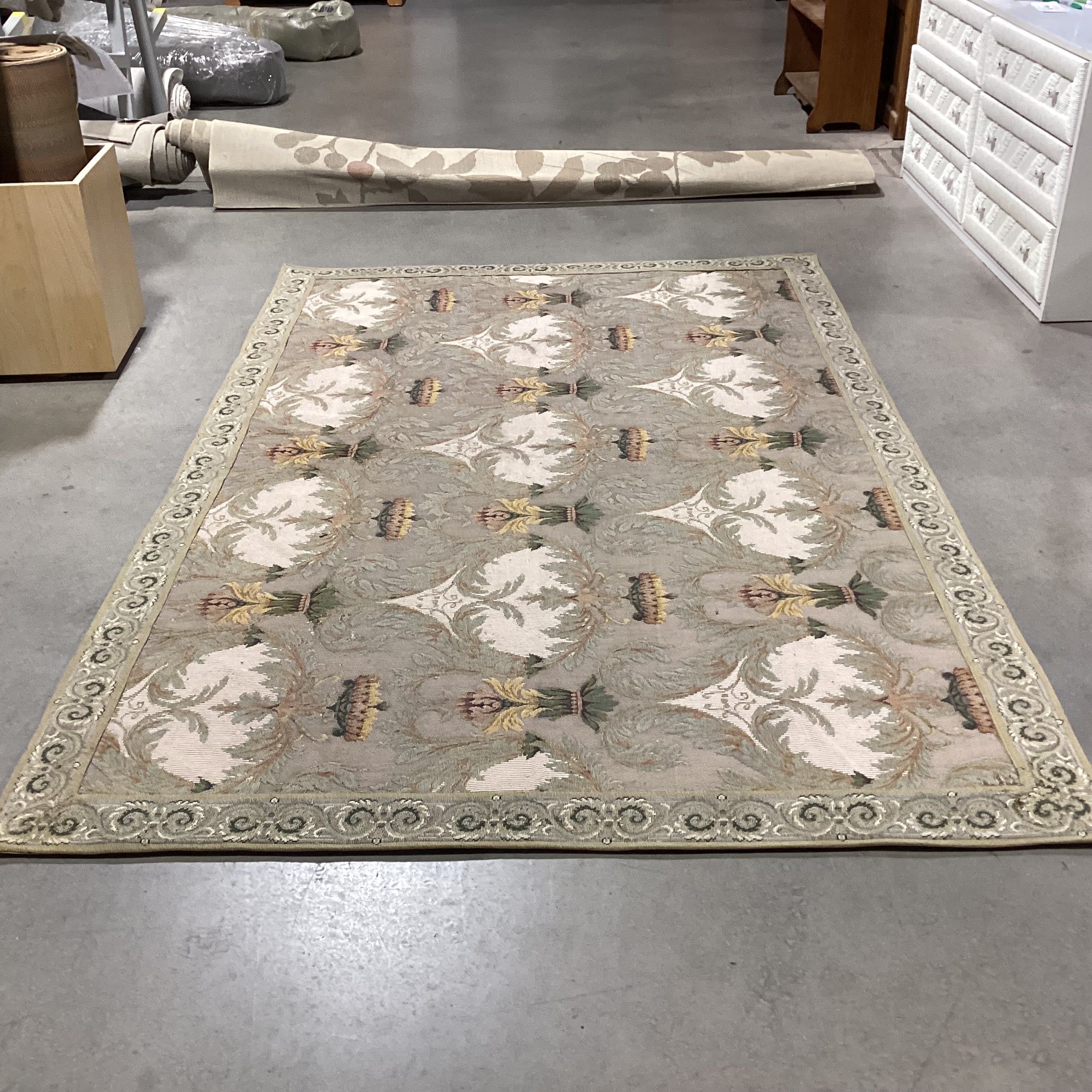 Anichini Green Gold Floral with Border Tapestry Style Rug