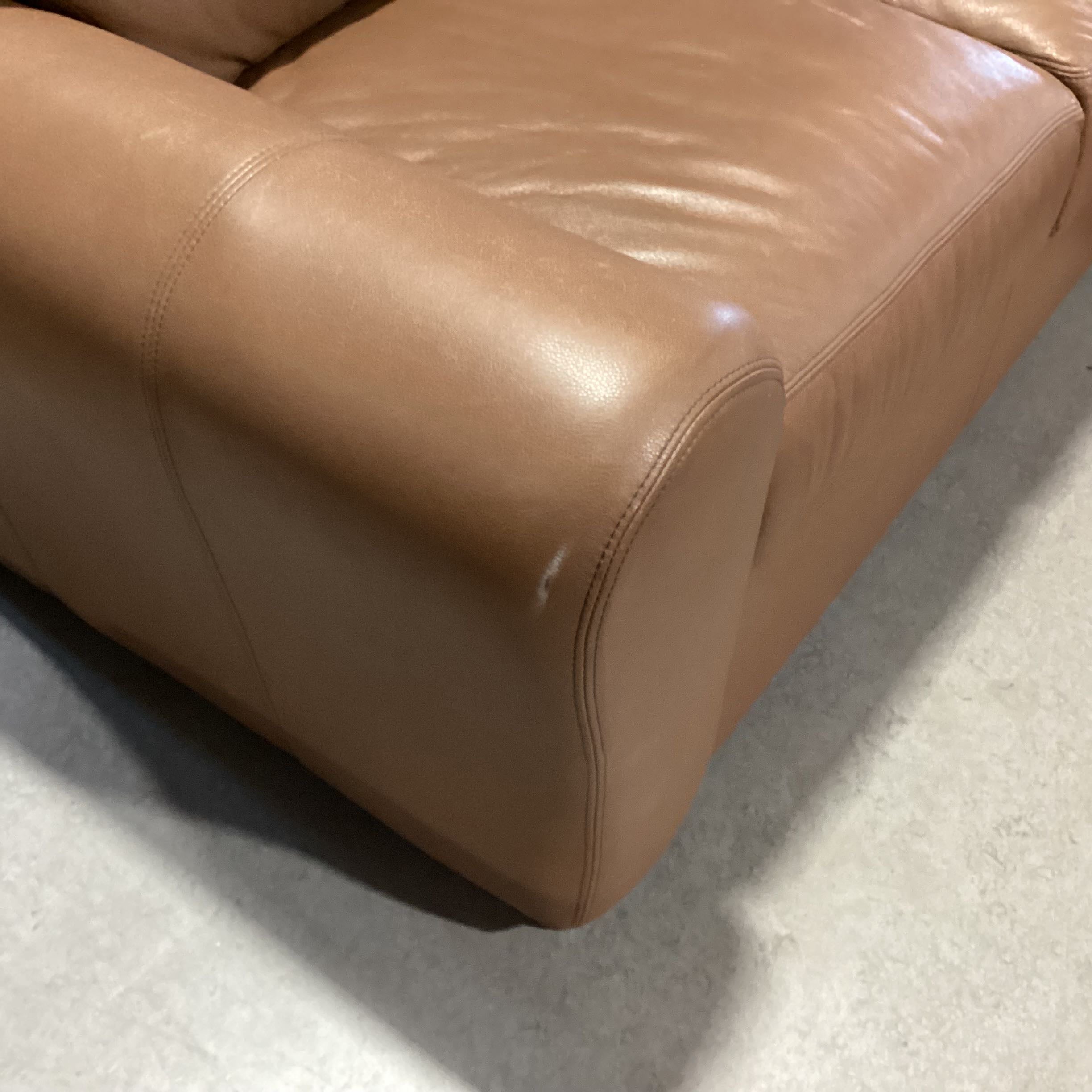 Brown Leather Queen Sleeper with Ottoman Sofa