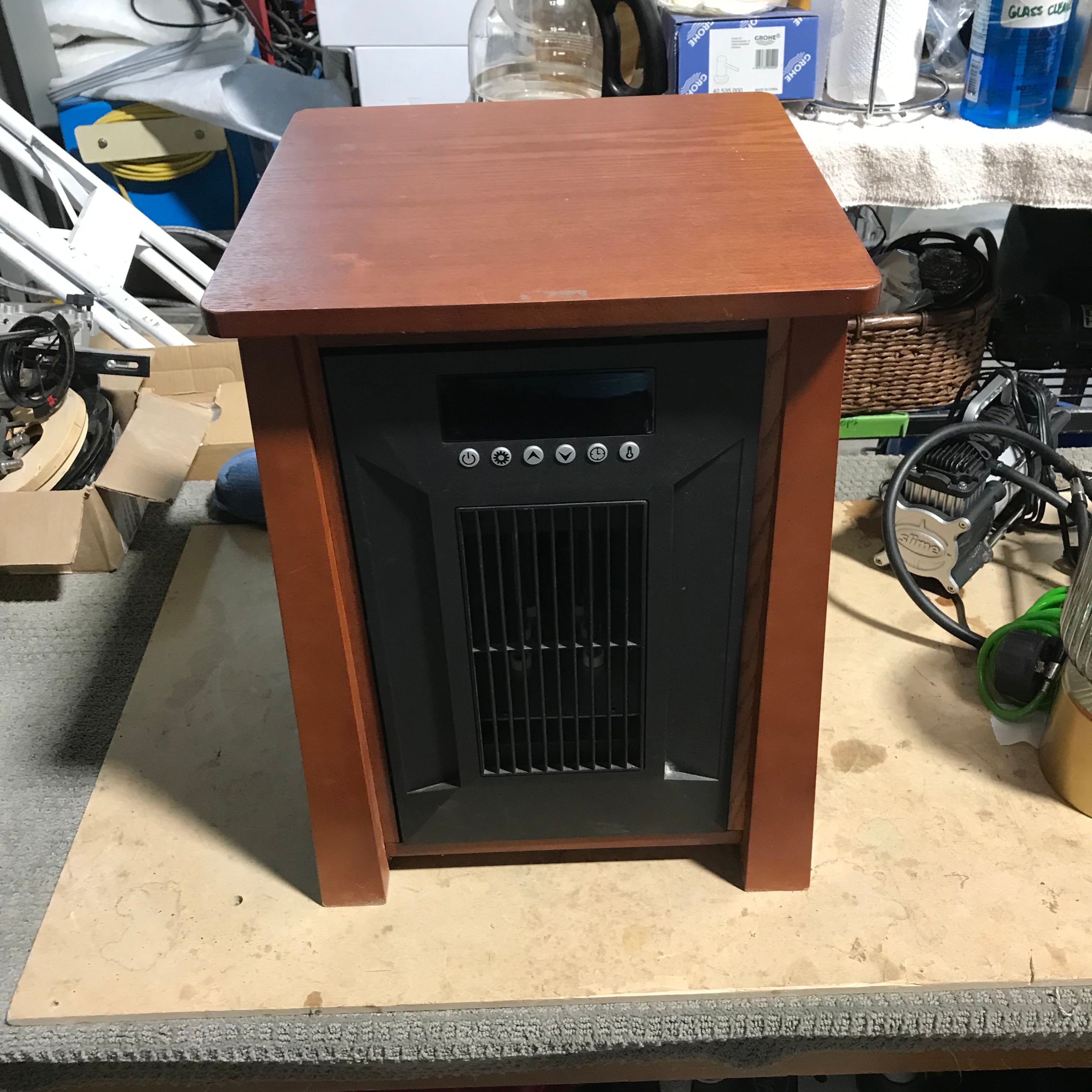 20"x 14"x 14" Westpointe Dark Brown Wood Electric Heater