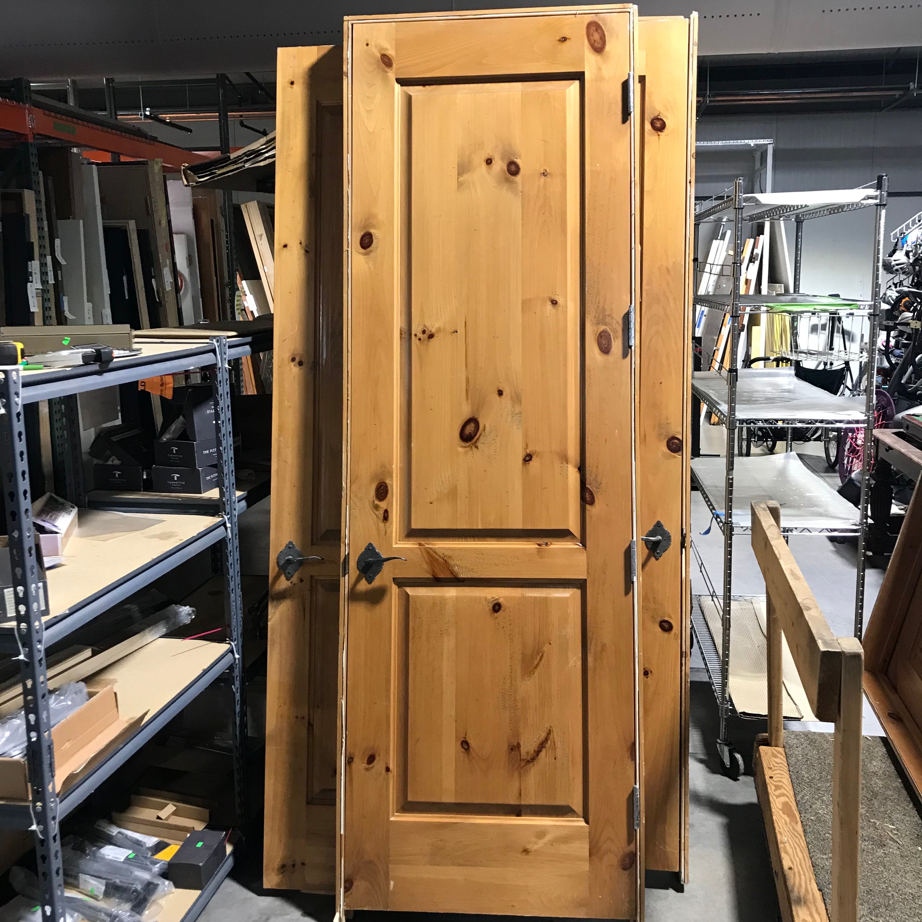 30"x 93.25"x 1.75" 2 Panel Honey Finish Knotty Pine with Jamb Interior Door