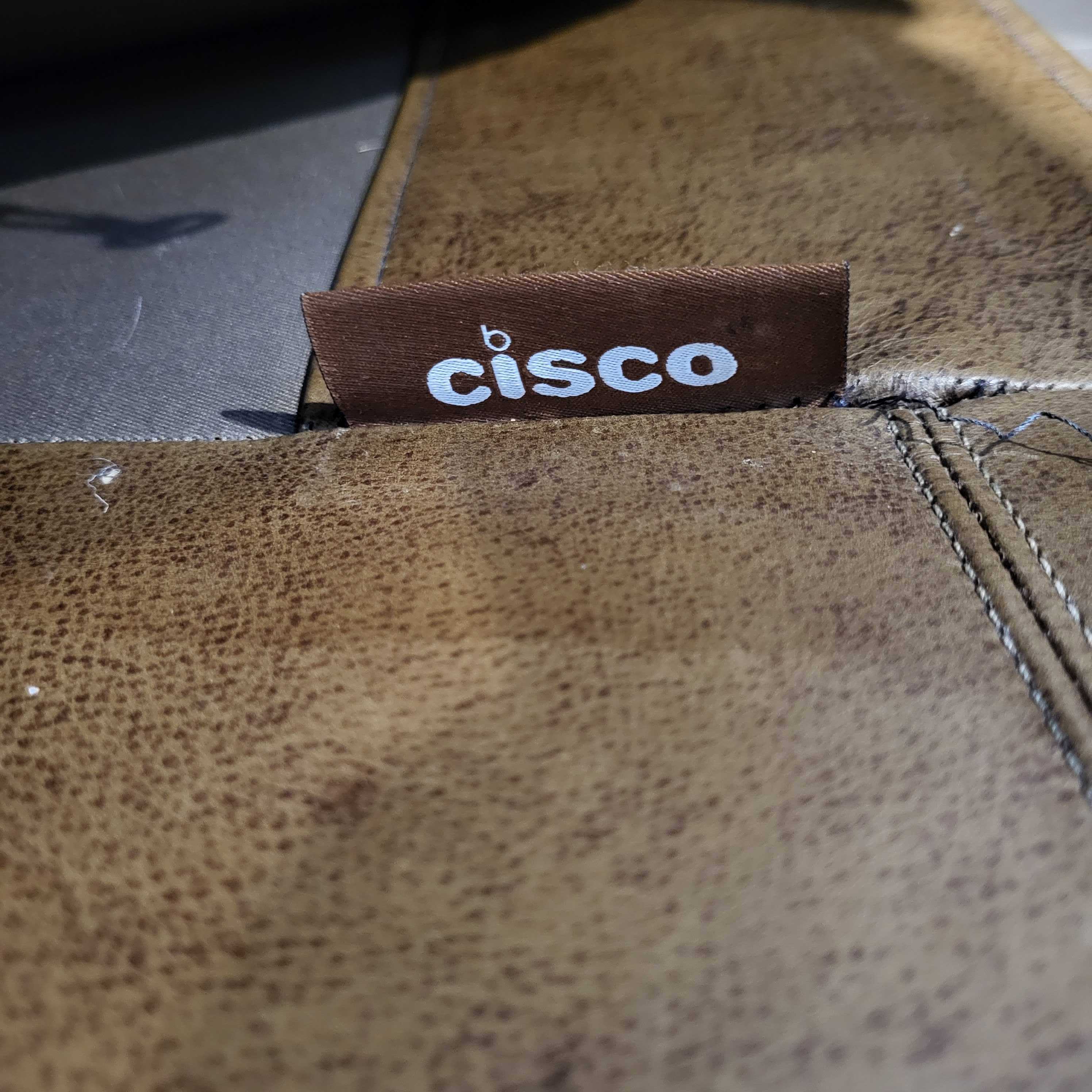 Cisco Bros Tan Leather Down Sofa