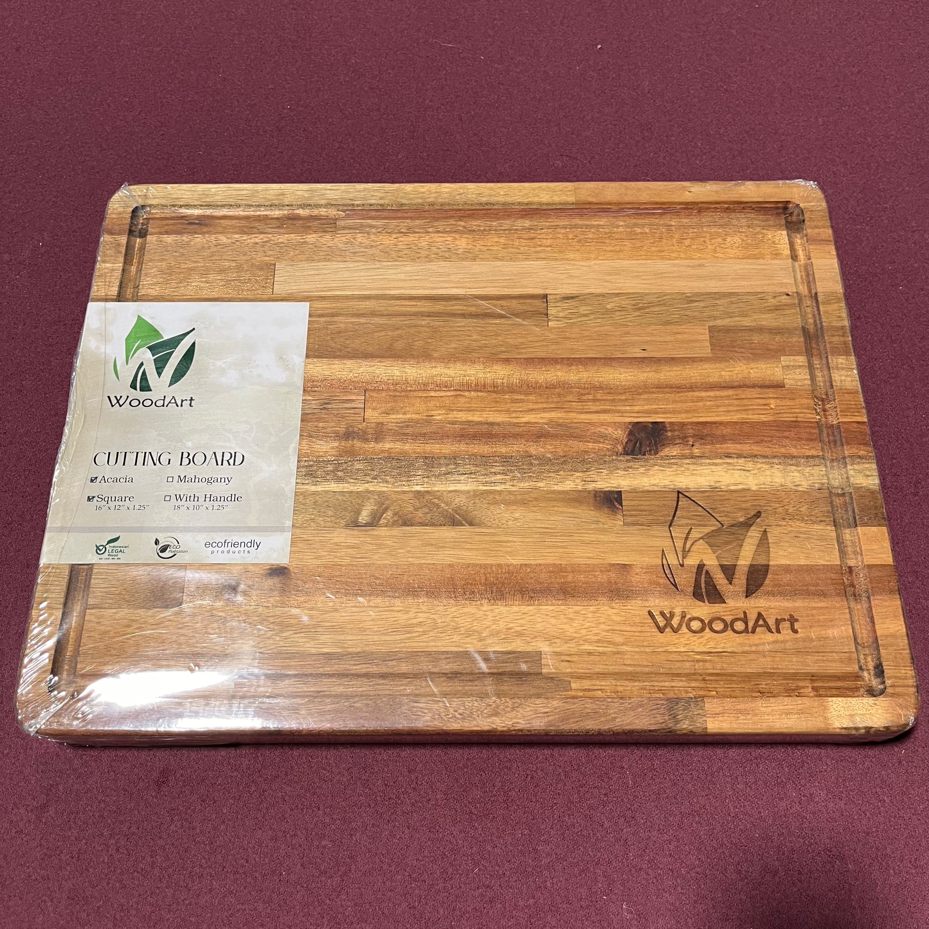 WoodArt Acacia Rectangle Cutting Board 16"x 12"x 1.25"