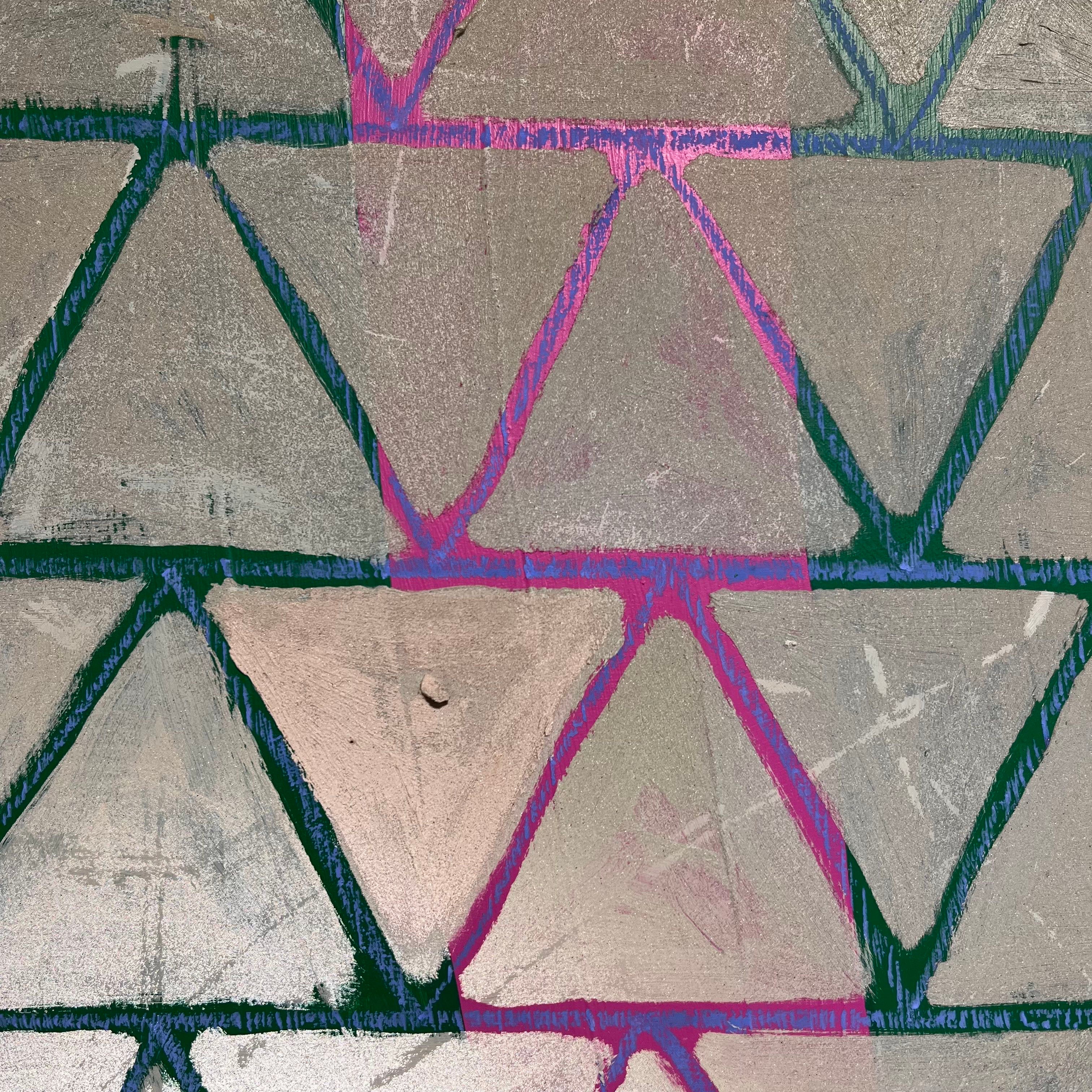 J.M. Koch Original Geometric Abstract Mixed Media on Board 1981 Wall Art