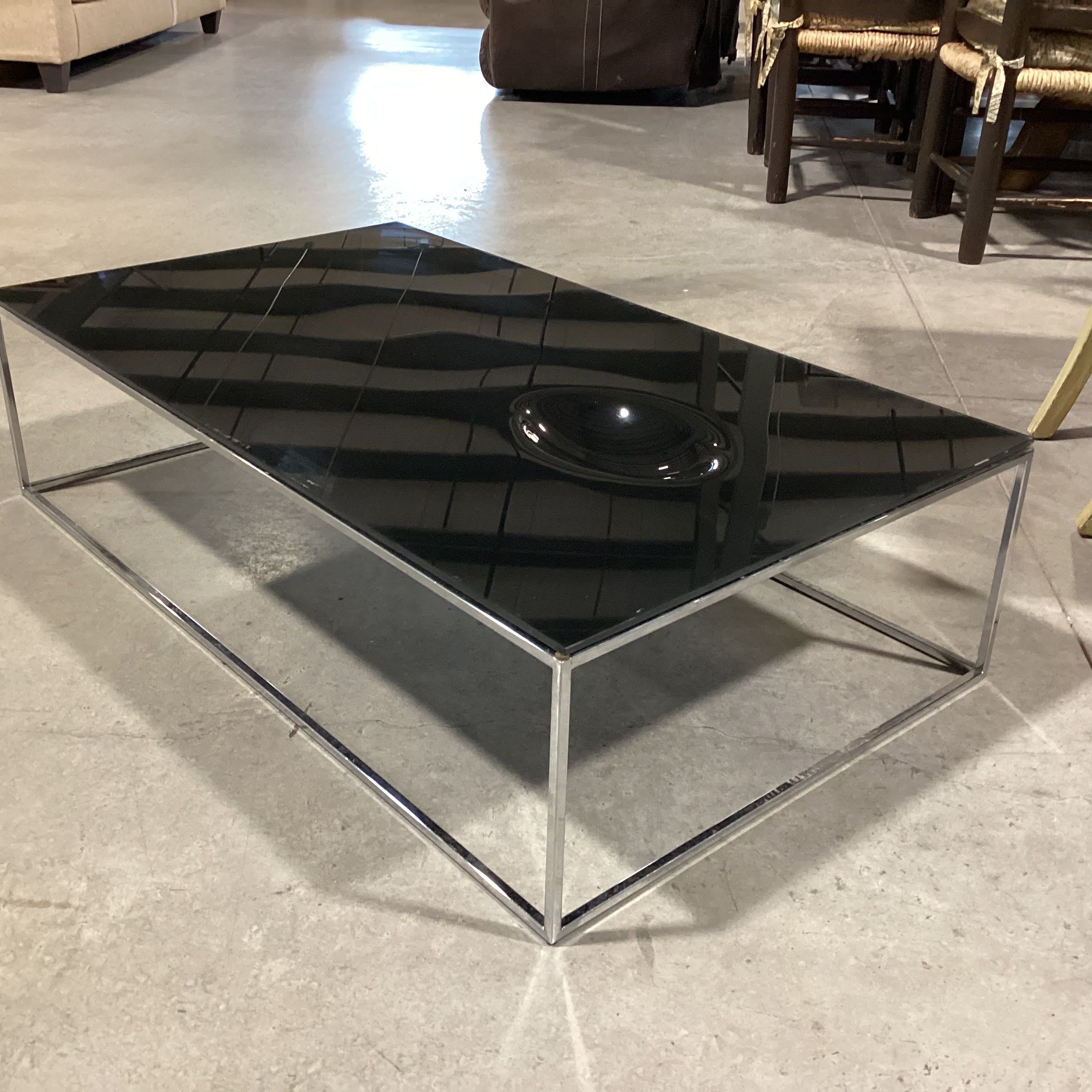 Black Glass & Metal Coffee Table