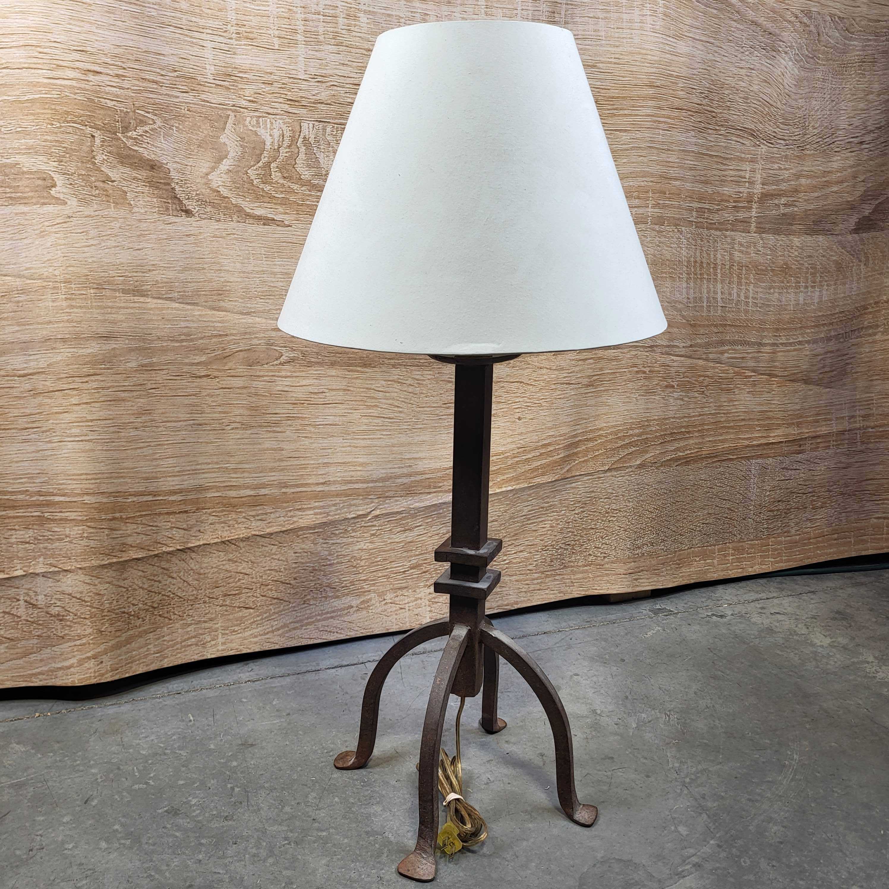 Cast Iron 2 Square Embellishments with Shade Table Lamp