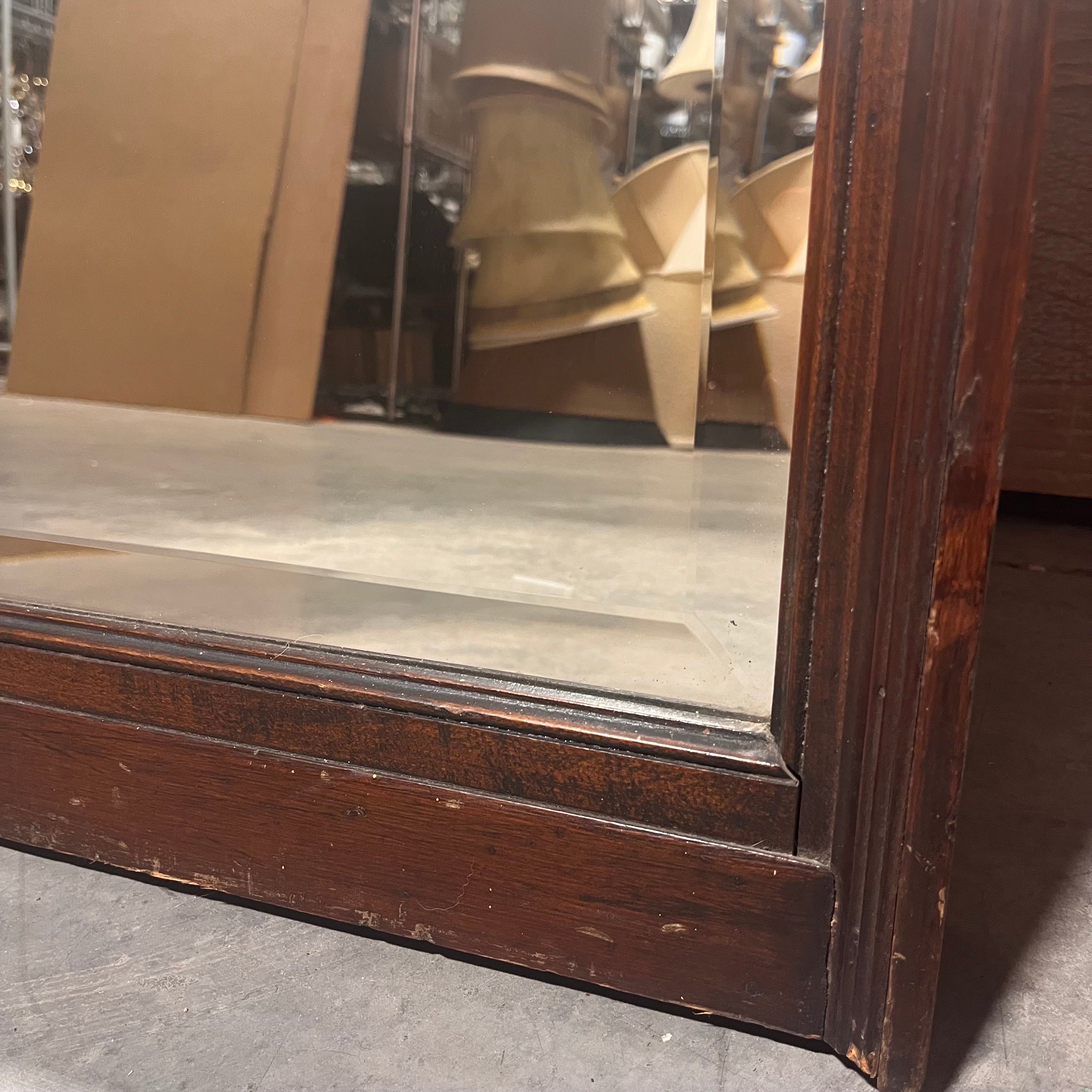 Vintage Beveled Edge Dark Wood Deep Framed Mirror