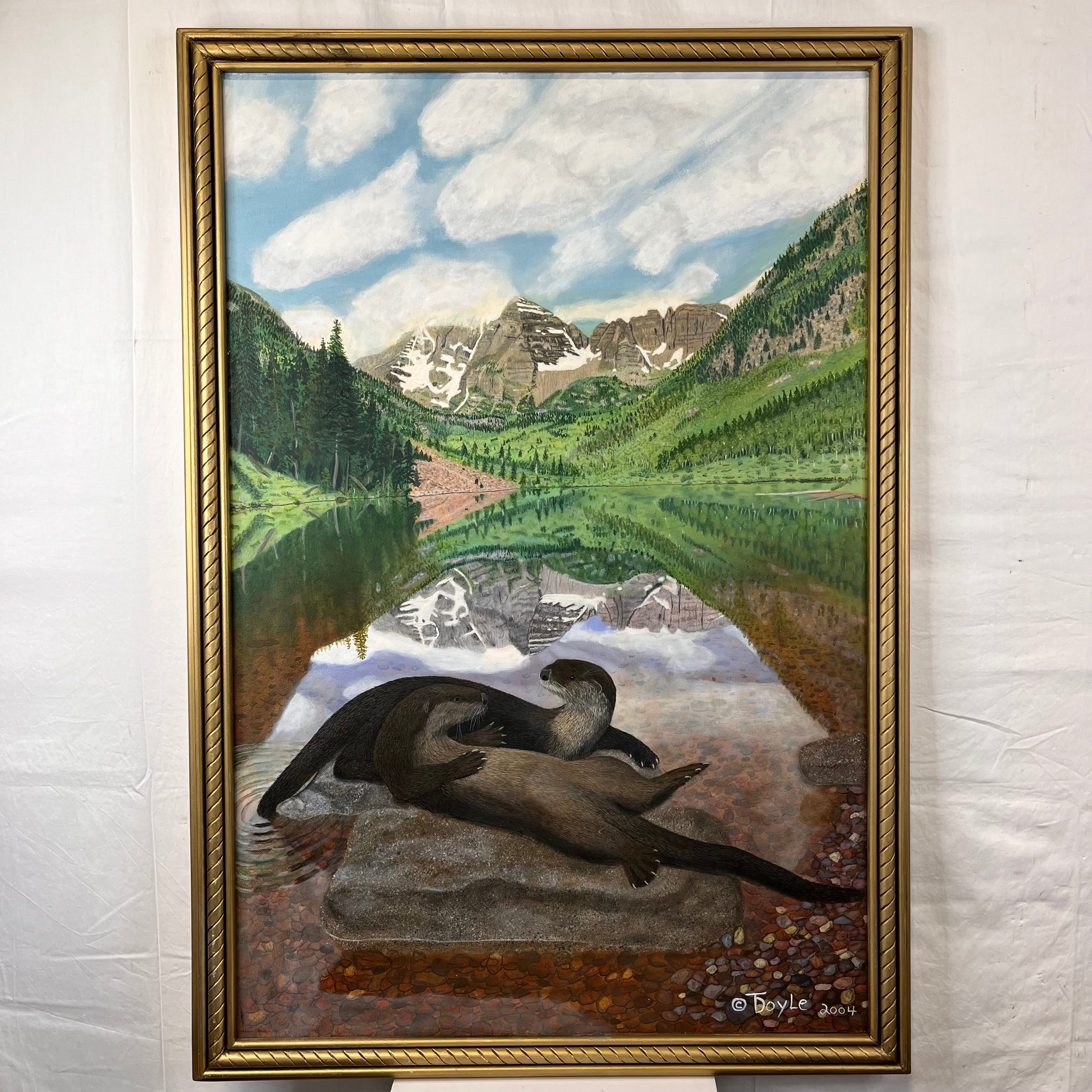 "Why Even Otter" by Terry Doyle 2004 Oil on Canvas Signed and Framed Wall Art
