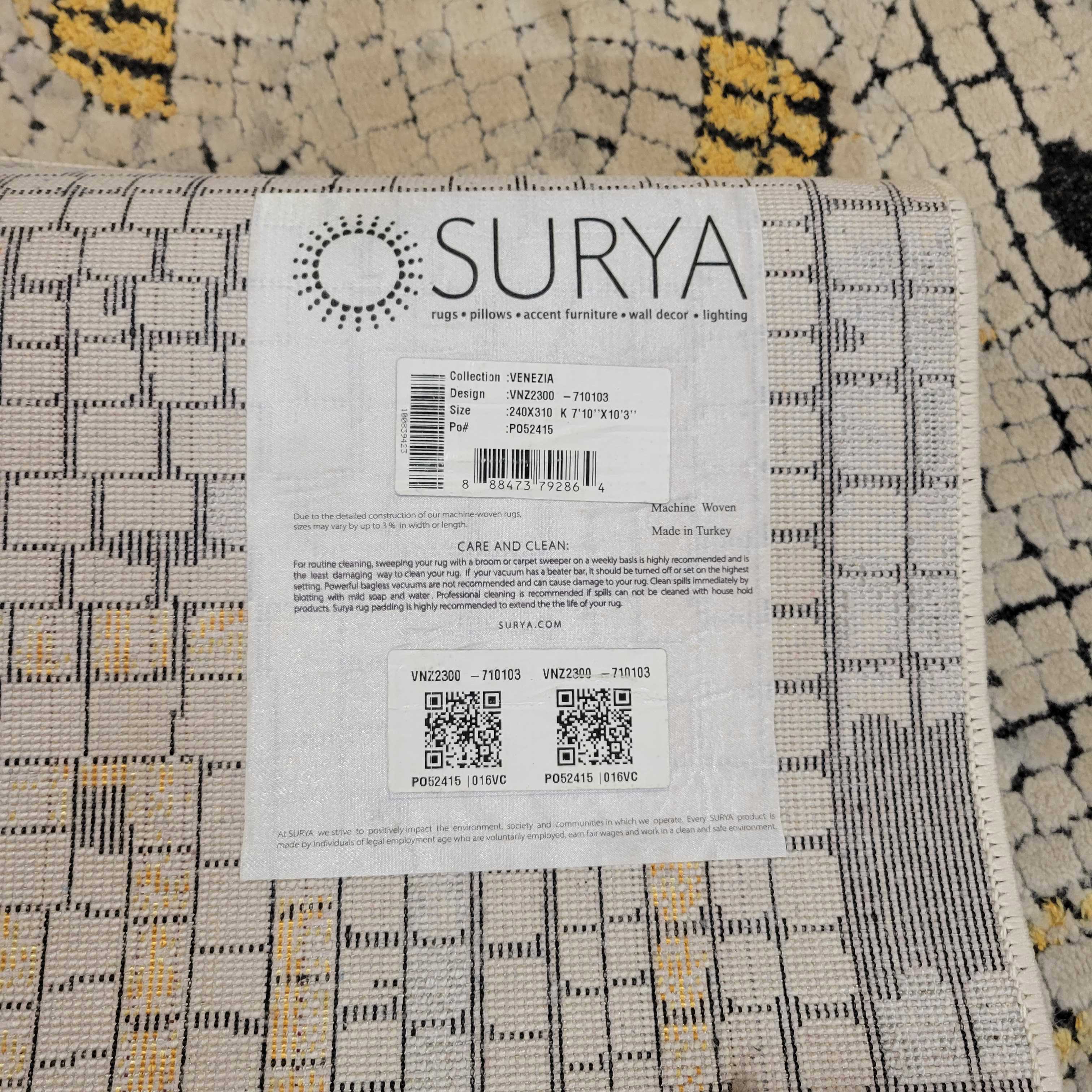 Surya Venezia Ivory Charcoal Gold Design Rug