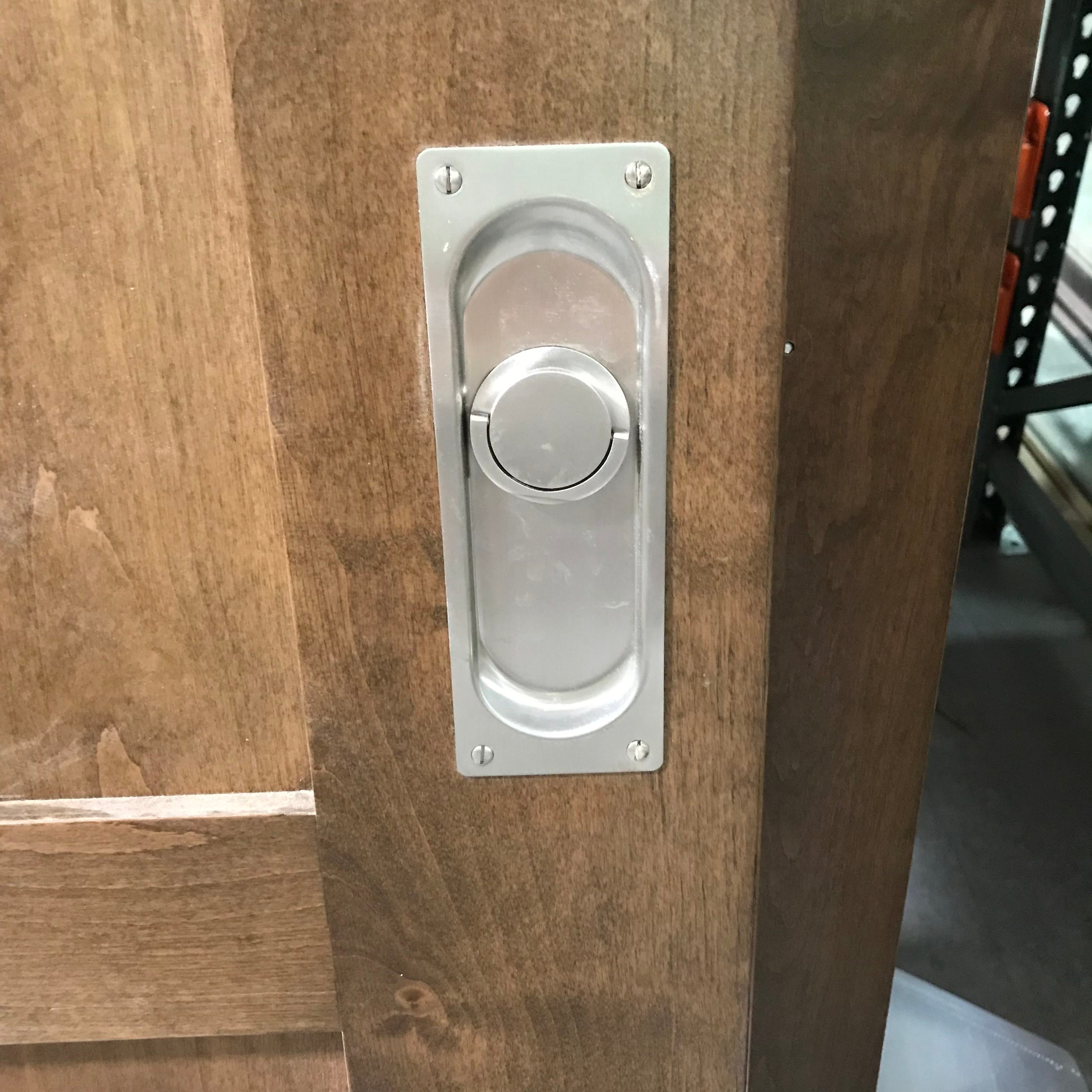 36"x 89.25"x 1.75" 3 Panel Brown Stained Alder Veneer with Track Solid Interior Pocket Door