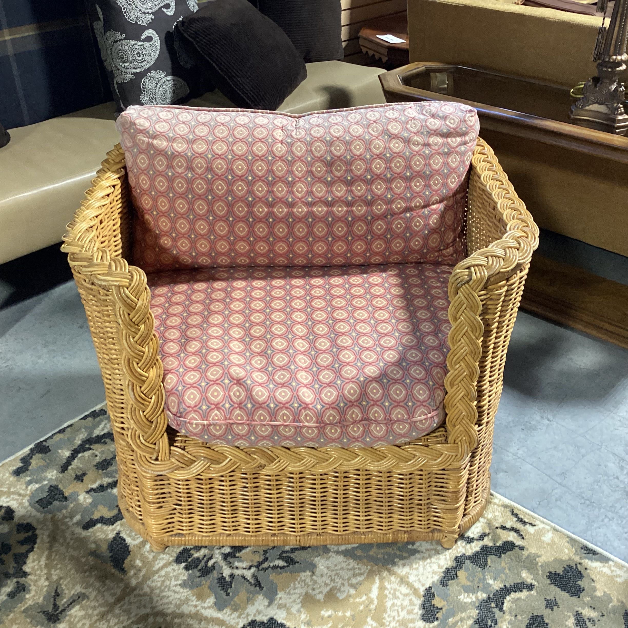 Rattan Woven Braided with Cushions Basket Style Chair