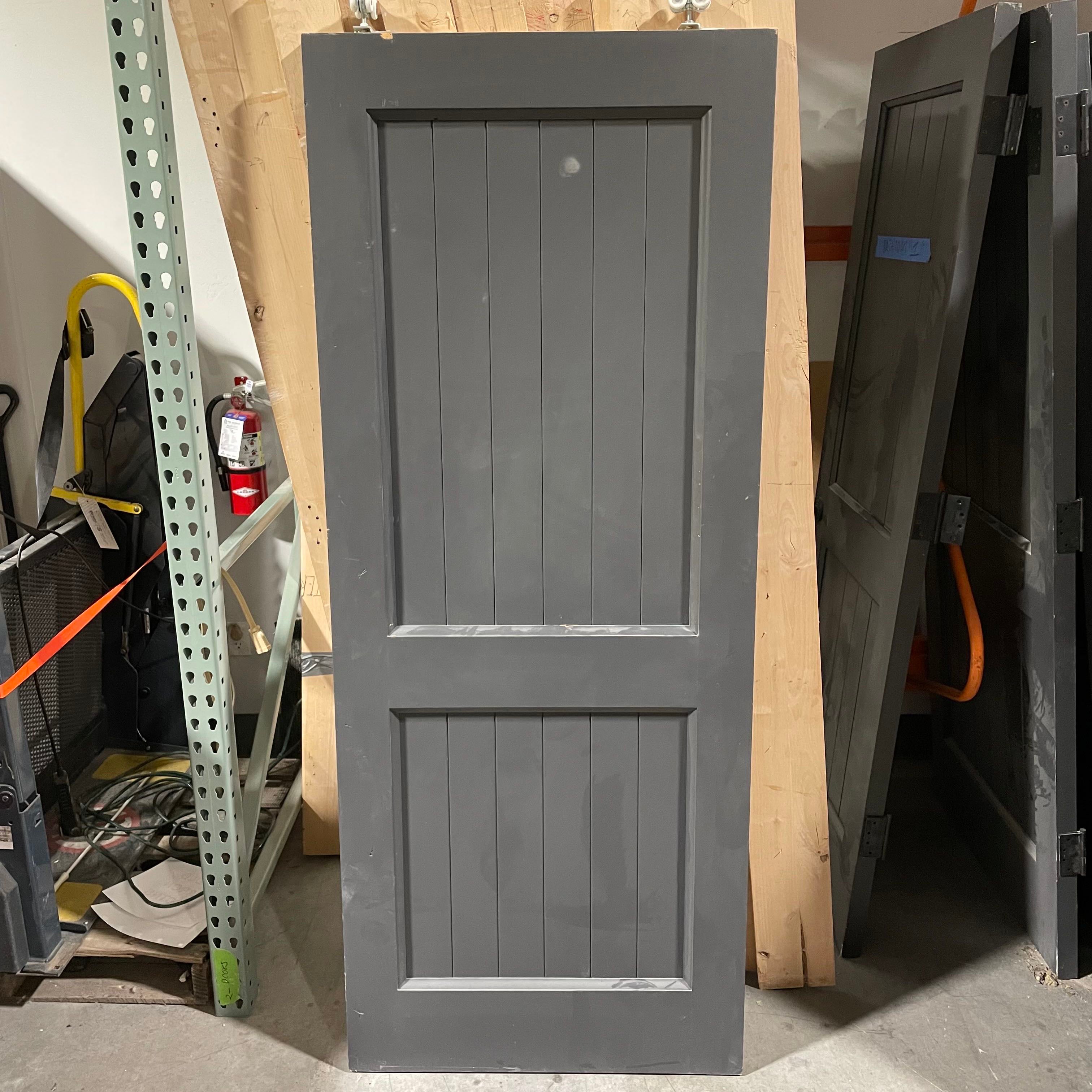 31.25"x 77.25"x 1.75" 2 Panel Wainscot Gun Metal Gray Interior Barn Door