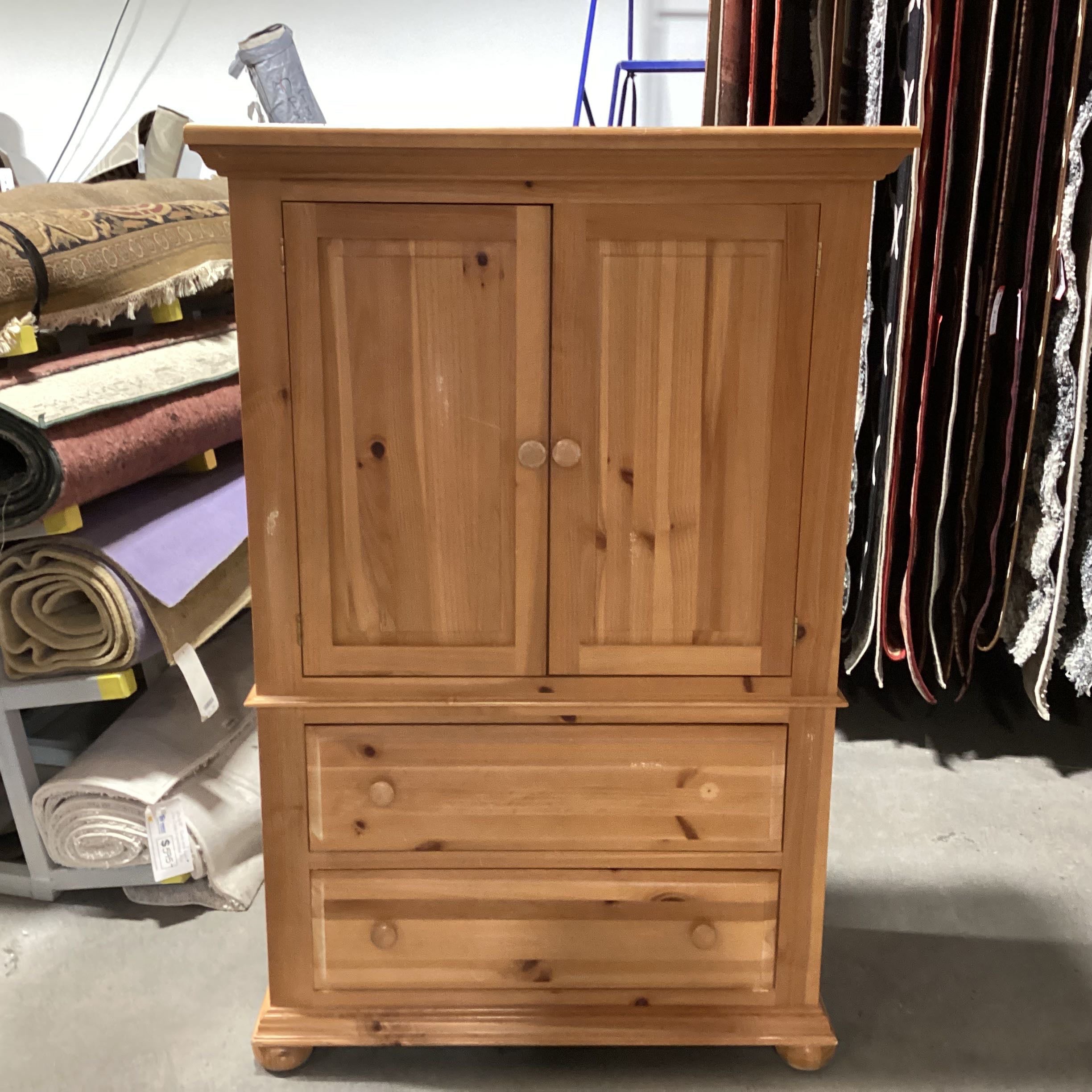 Broyhill Pine 2 Door with Shelves 2 Drawer Dresser Armoire