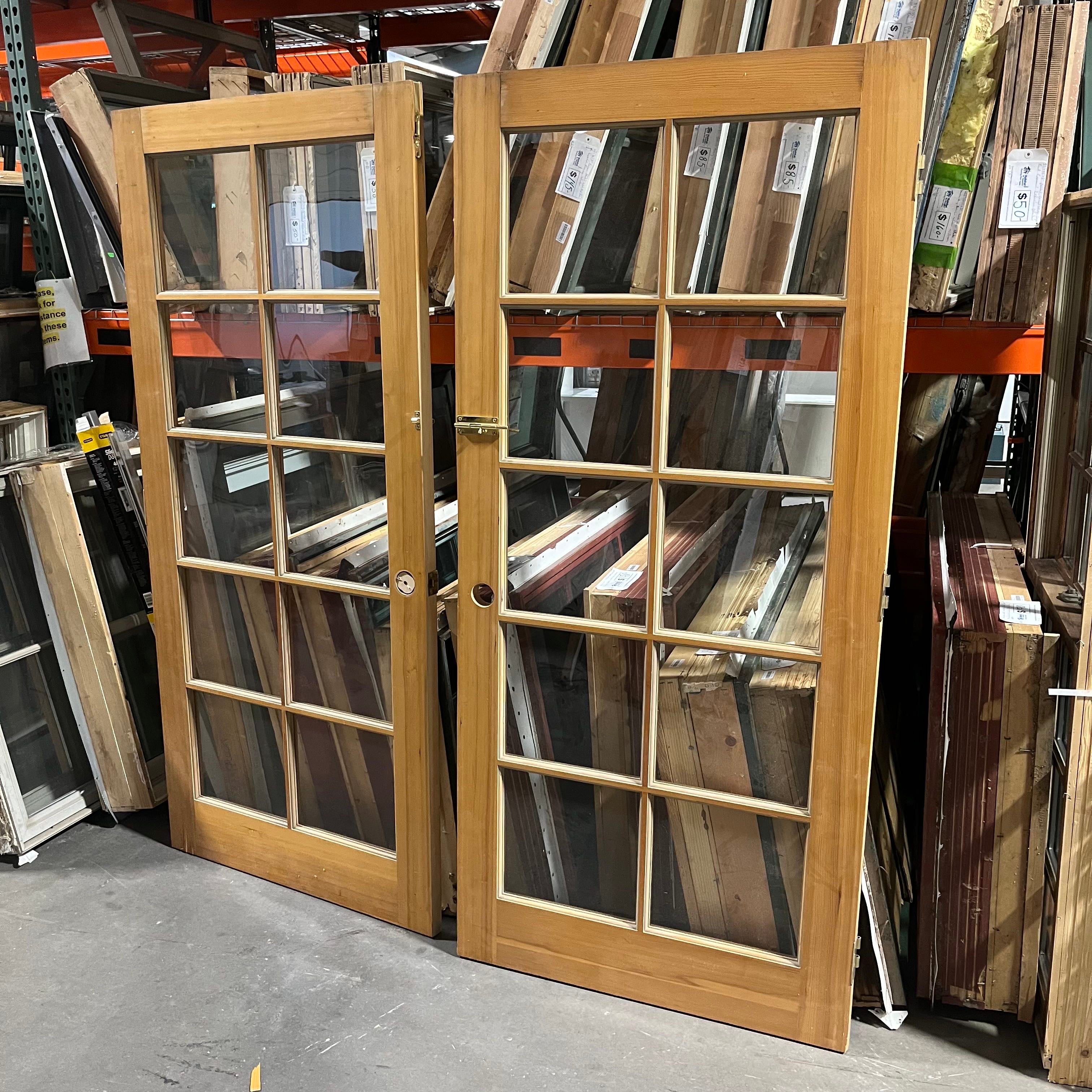 72"x 78"x 1.75" 10 Glass Panel Each Natural Solid Pine Exterior French Doors