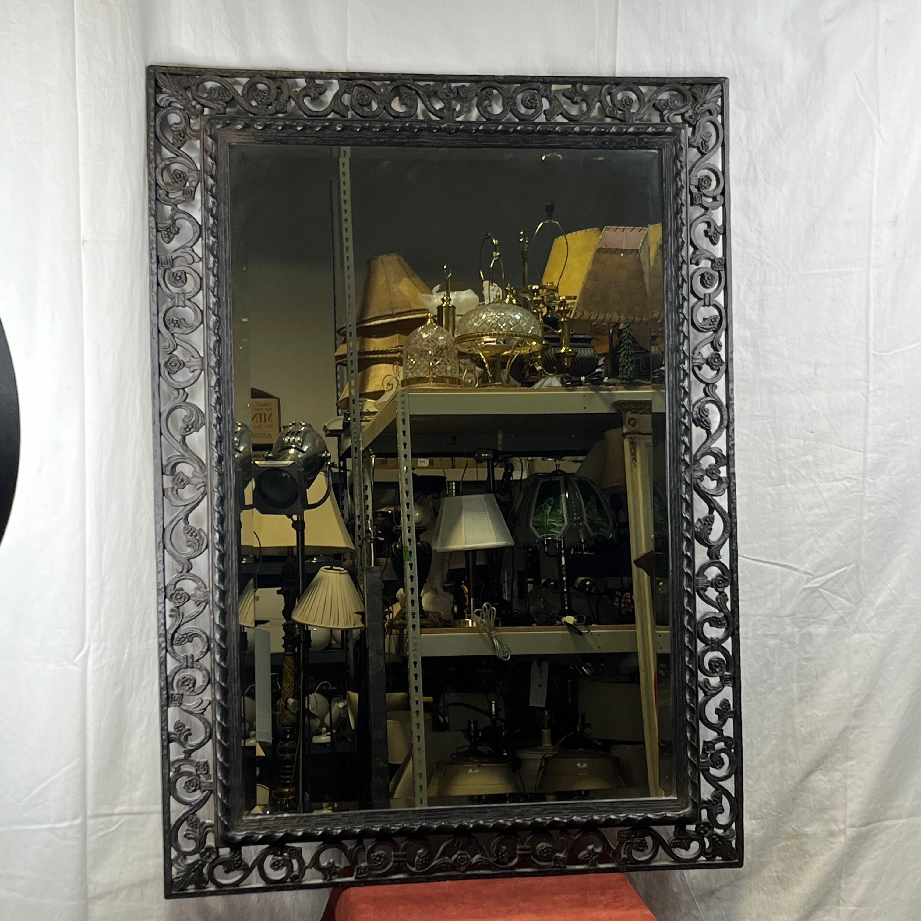 Uttermost Black Open Floral Acrylic Framed Wall Hanging Mirror
