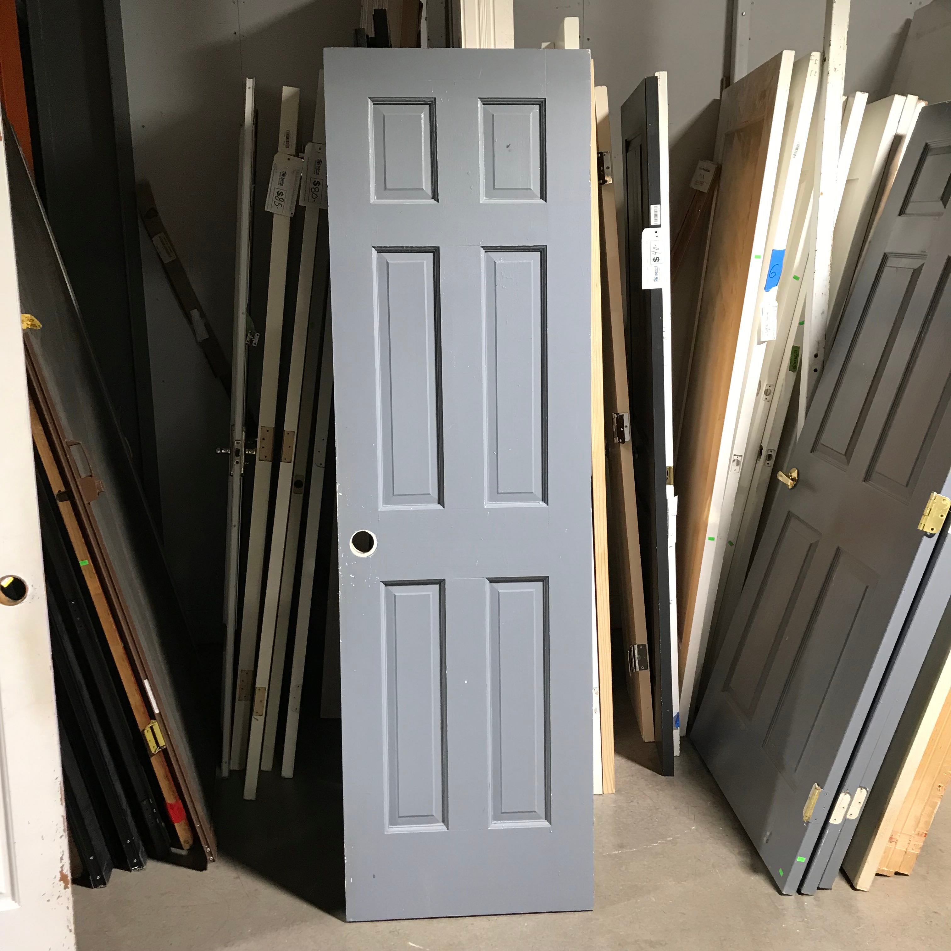 23.75"x 80"x 1.375" 6 Panel Painted Blue Solid Pine Interior Door