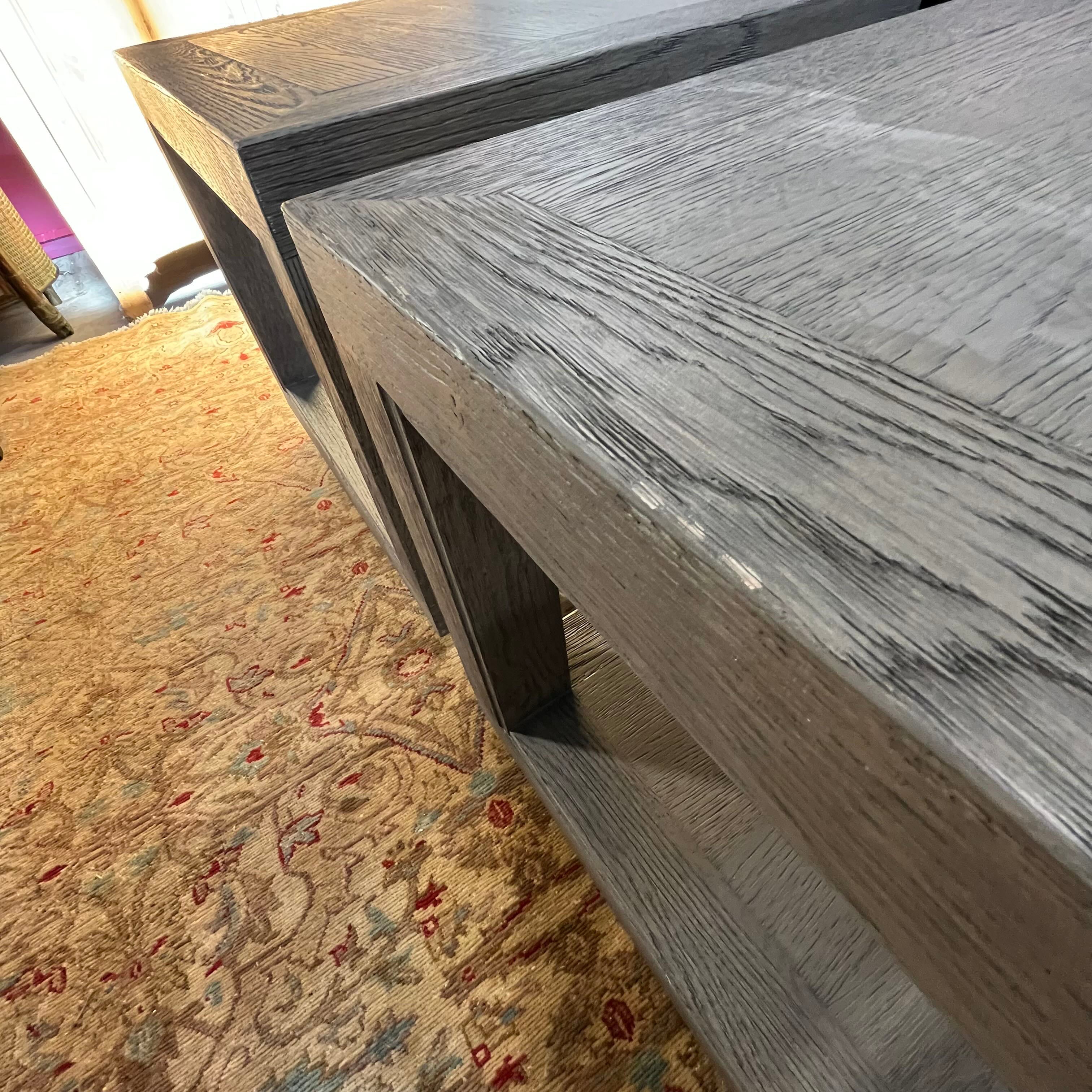 Grey Finish Solid Wood Square End Table