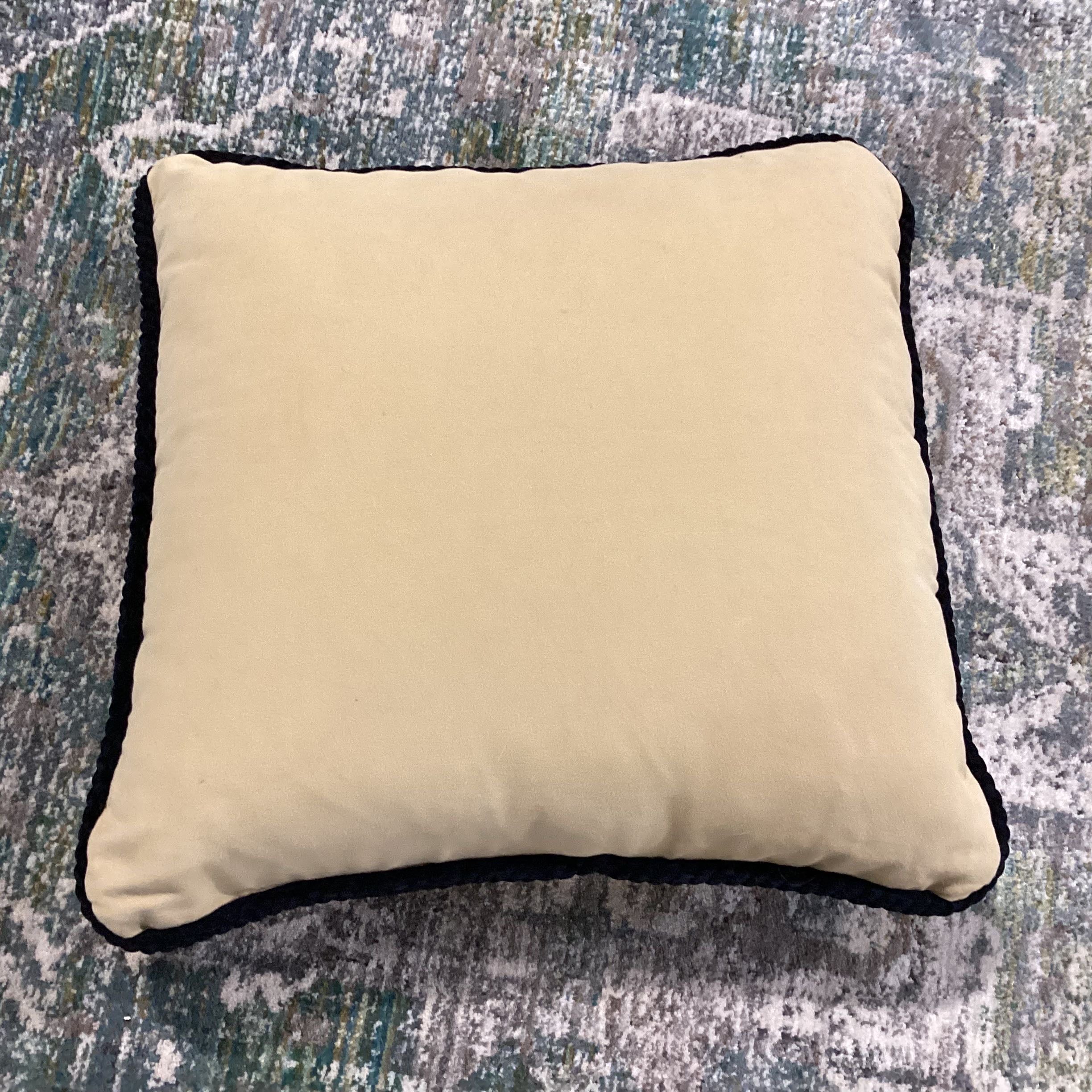 Wheat with Black Velvet Rope Piping Down Accent Pillow