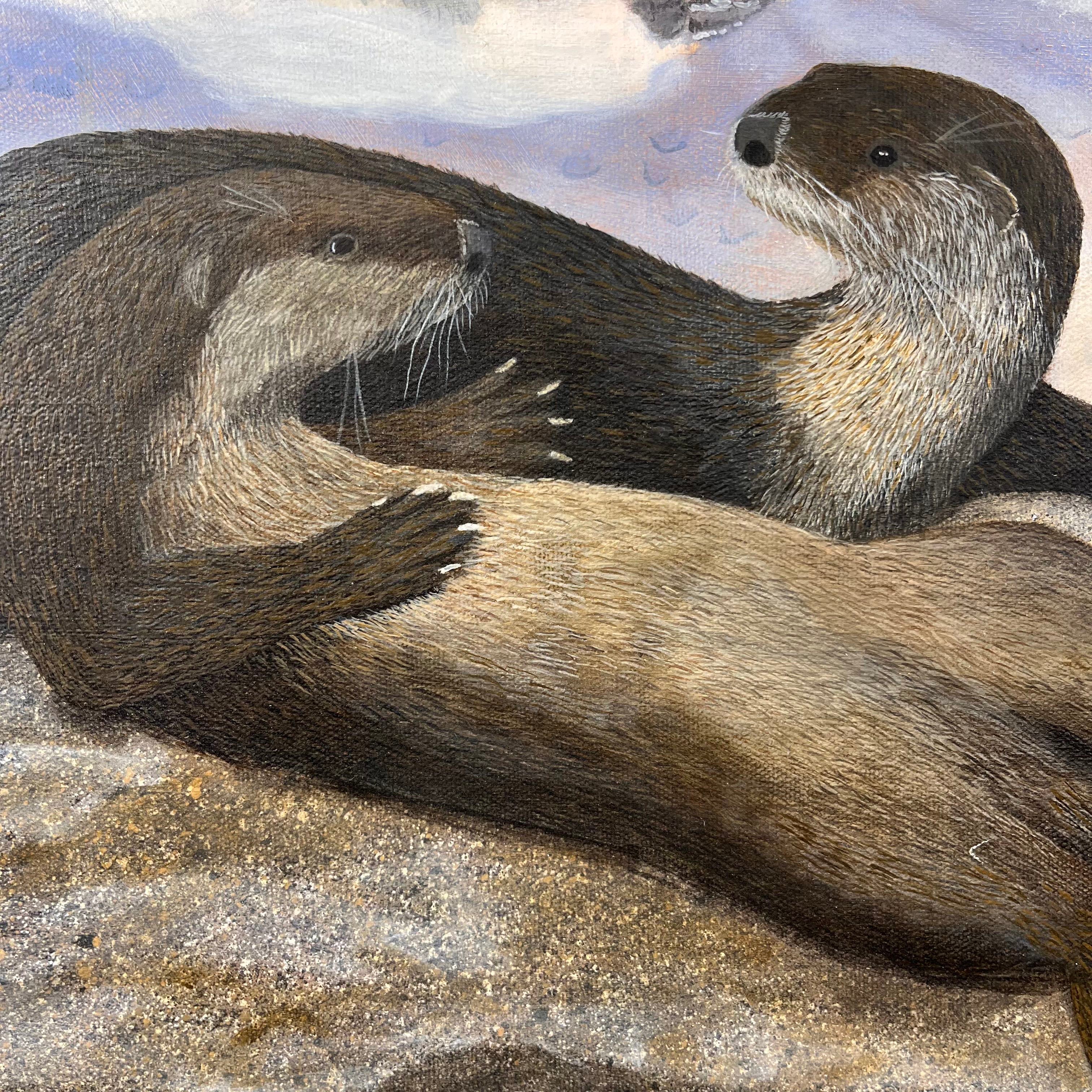 "Why Even Otter" by Terry Doyle 2004 Oil on Canvas Signed and Framed Wall Art