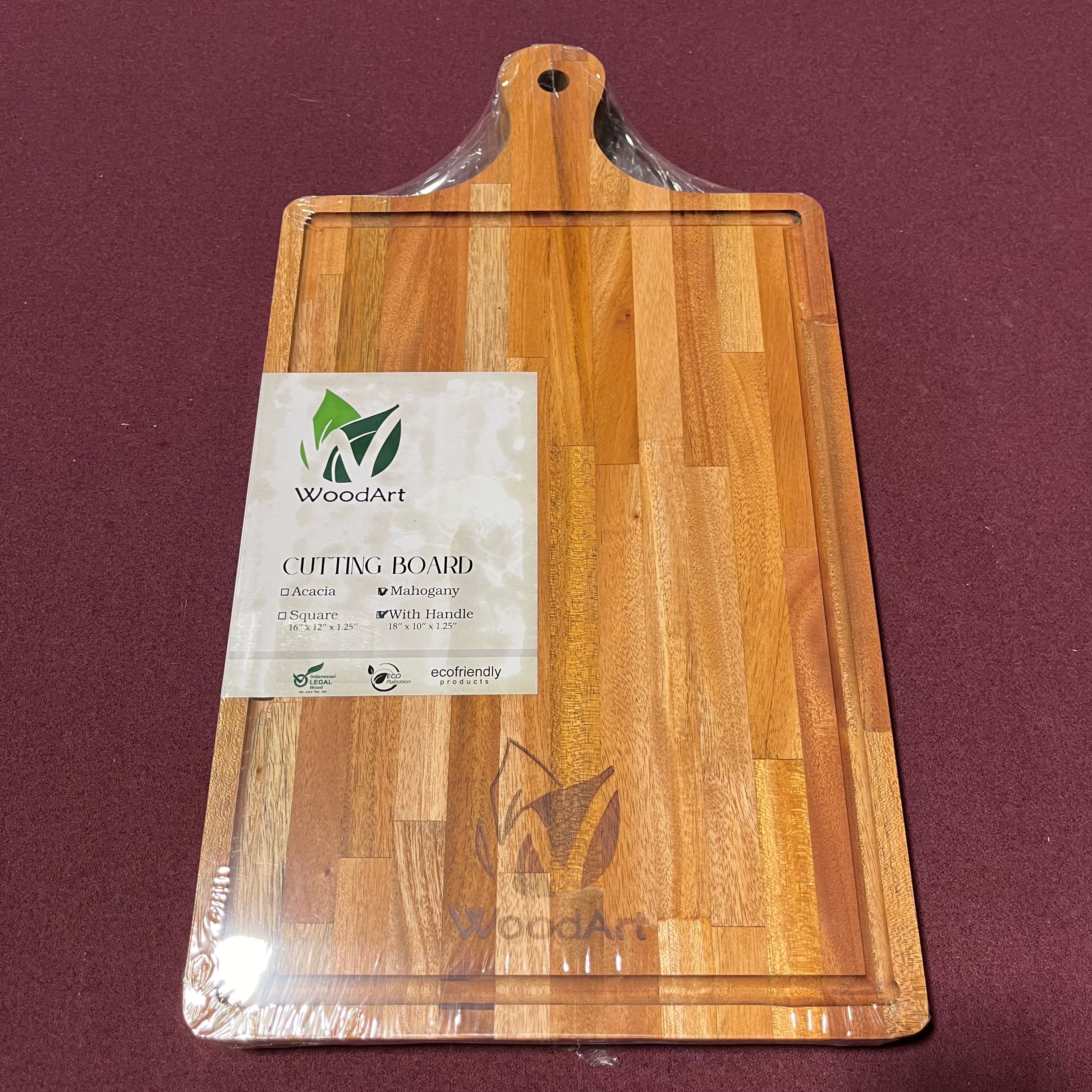 WoodArt Mahogany Rectangle with Handle Cutting Board 18"x 10"x 1.25"