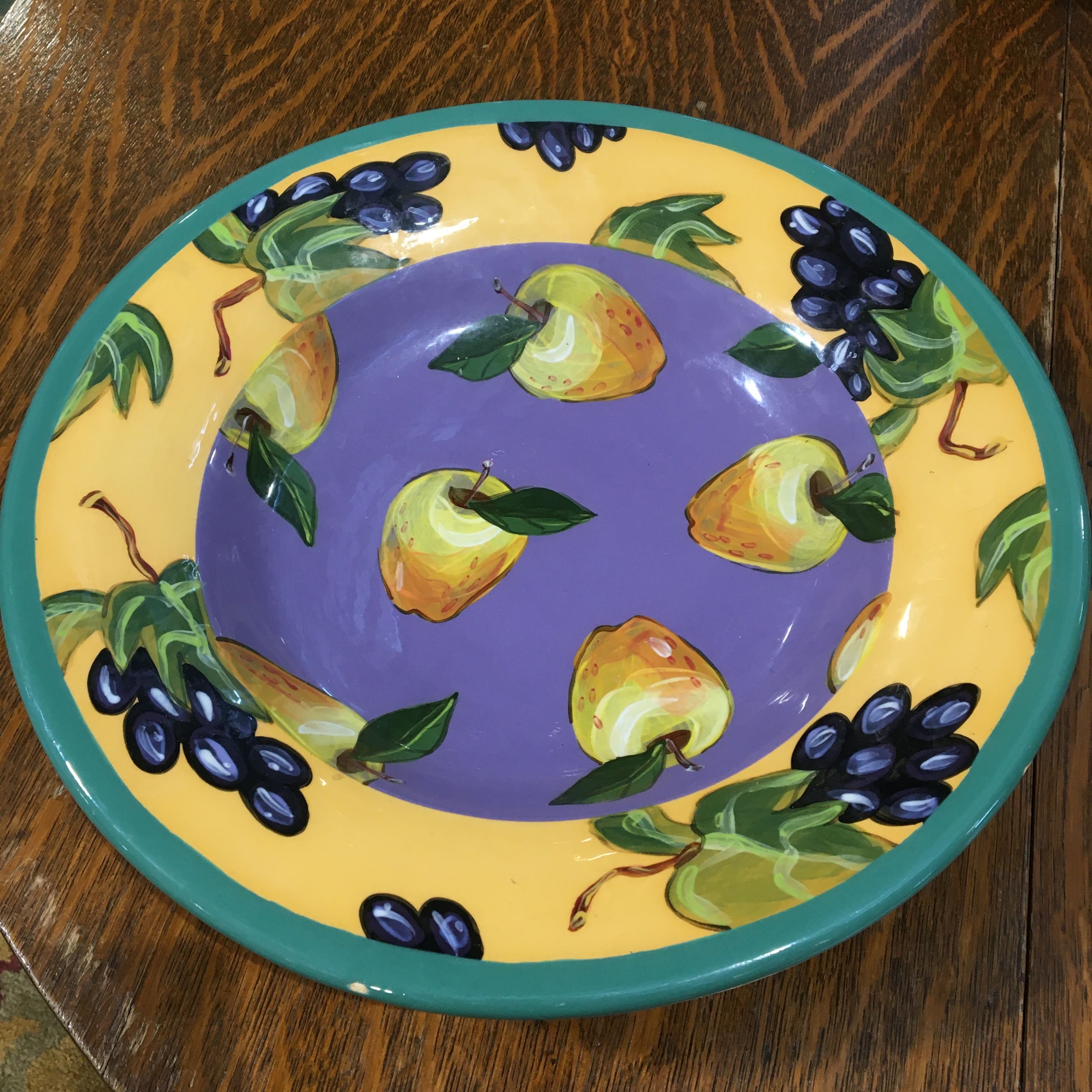Droll Designs Vintage Grapes and Olives Bowl Pears